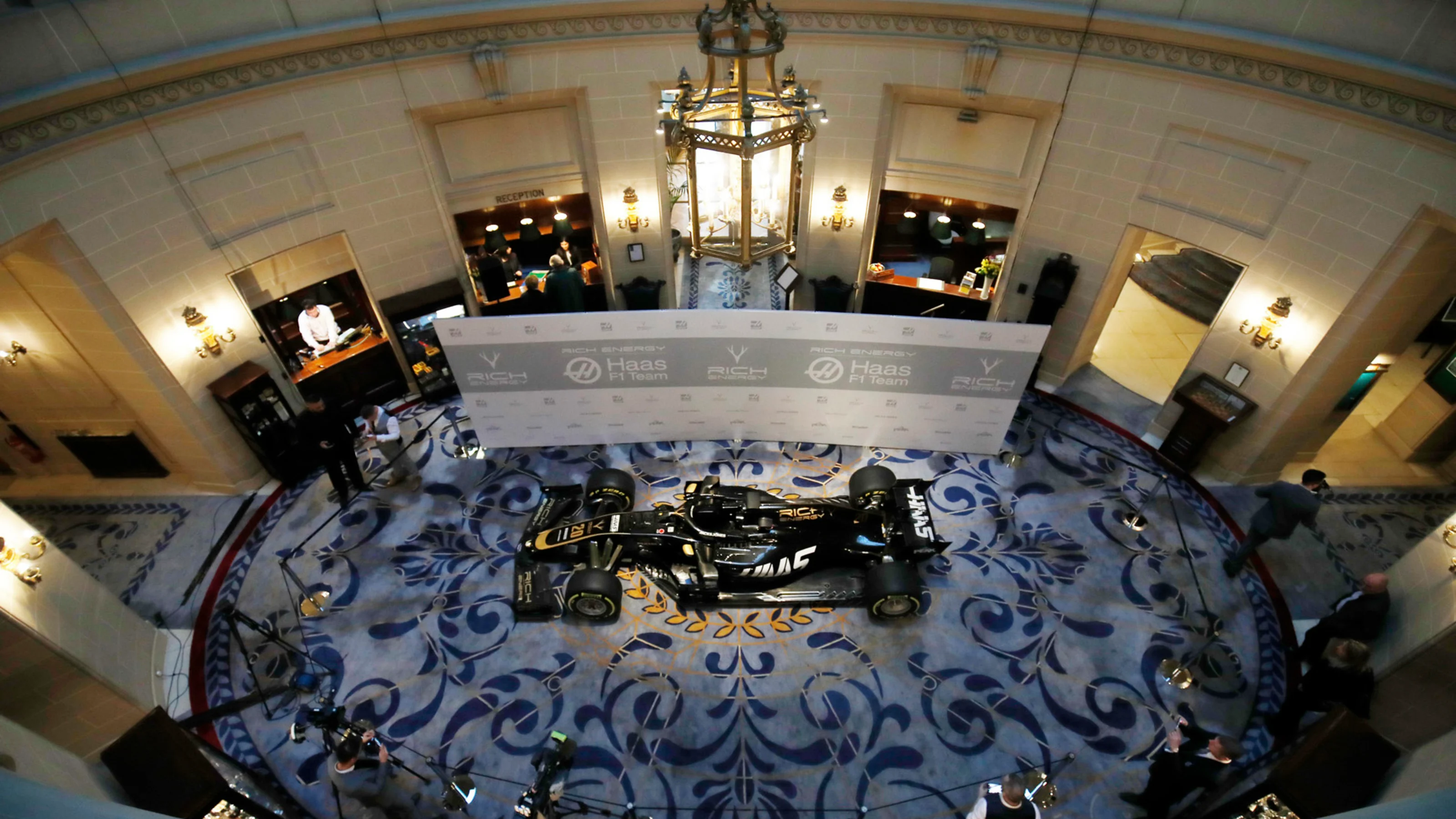 THE ROYAL AUTOMOBILE CLUB, UNITED KINGDOM - FEBRUARY 07: Haas F1 Team VF-18 with 2019 new livery