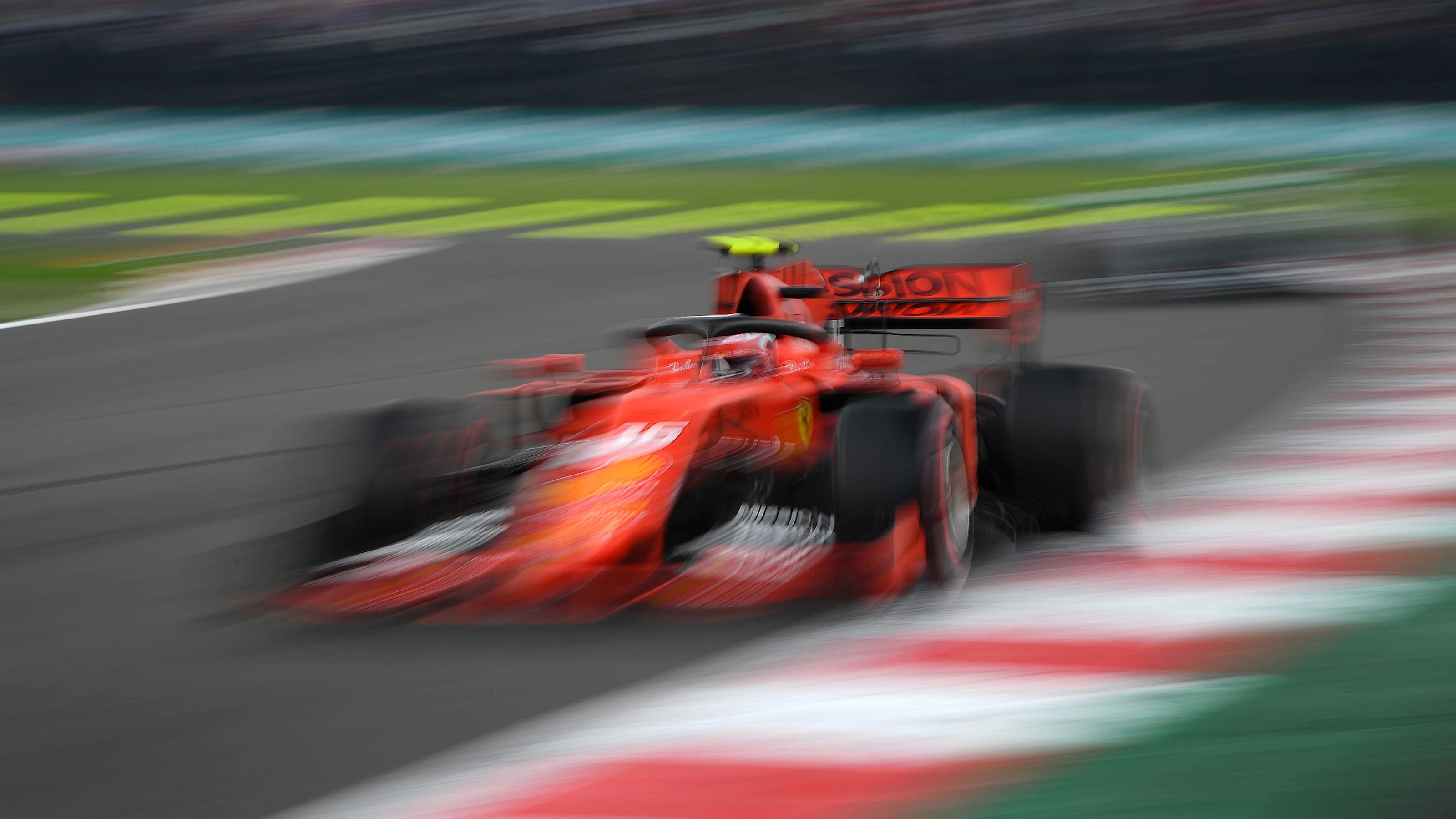 MEXICO CITY, MEXICO - OCTOBER 26: Charles Leclerc of Monaco driving the (16) Scuderia Ferrari SF90