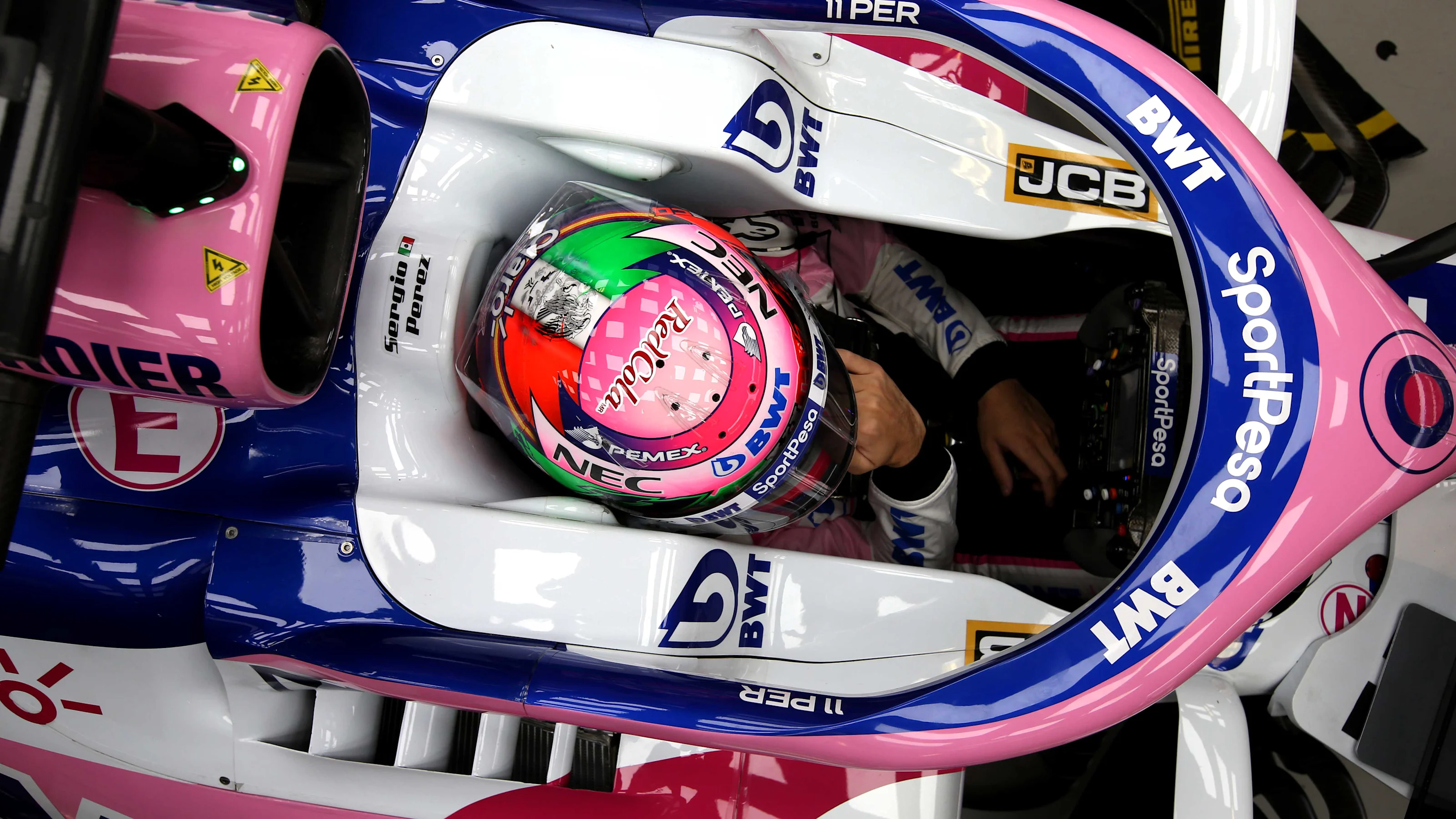 MEXICO CITY, MEXICO - OCTOBER 26: Sergio Perez of Mexico and Racing Point prepares to drive in the