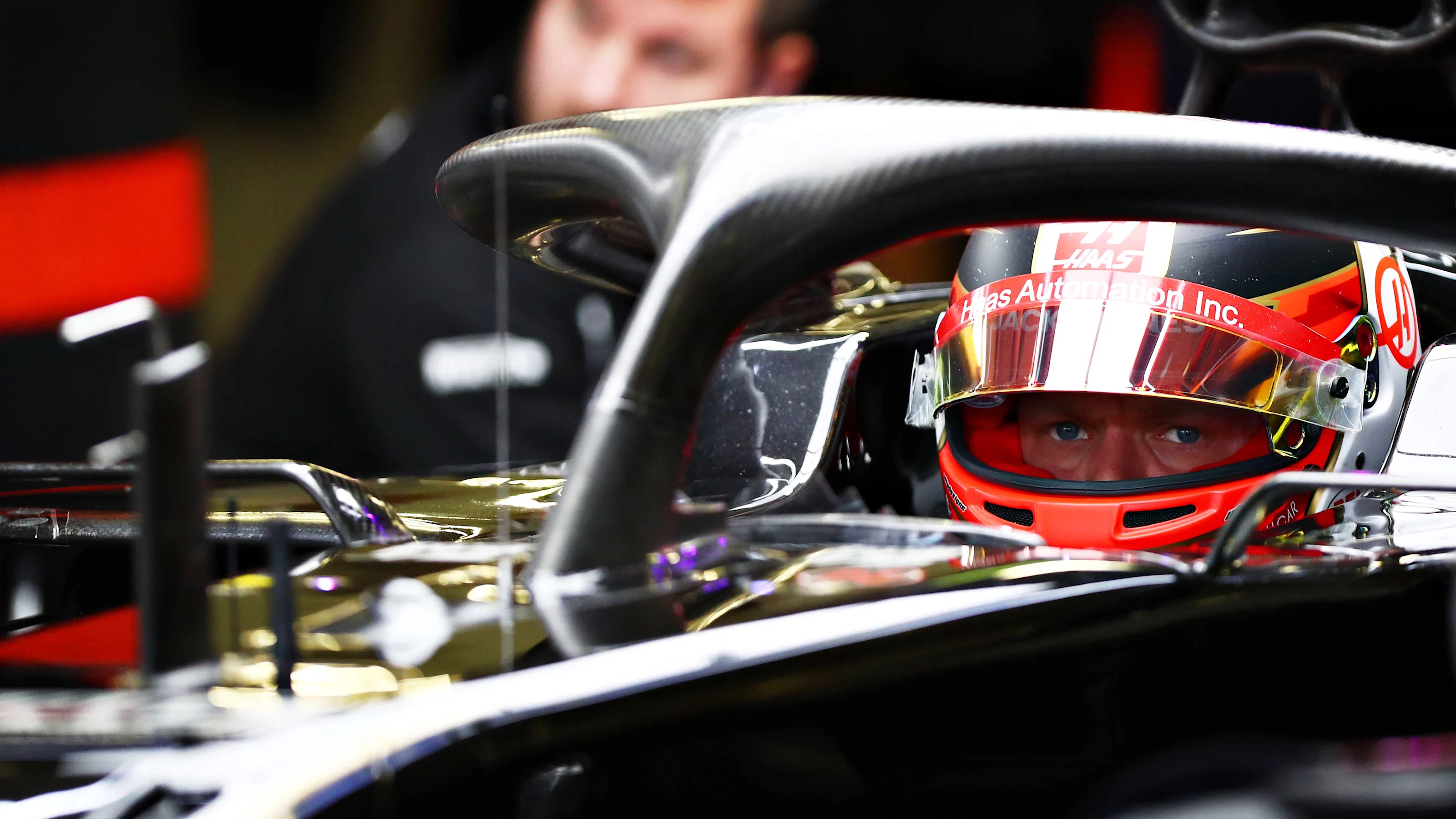 MEXICO CITY, MEXICO - OCTOBER 26: Kevin Magnussen of Denmark driving the (20) Haas F1 Team VF-19