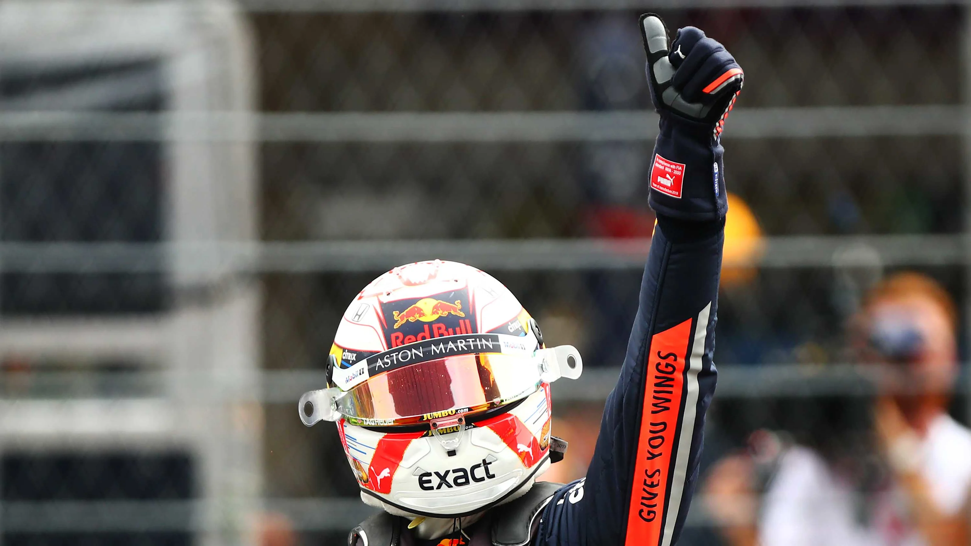 MEXICO CITY, MEXICO - OCTOBER 26: Pole position qualifier Max Verstappen of Netherlands and Red