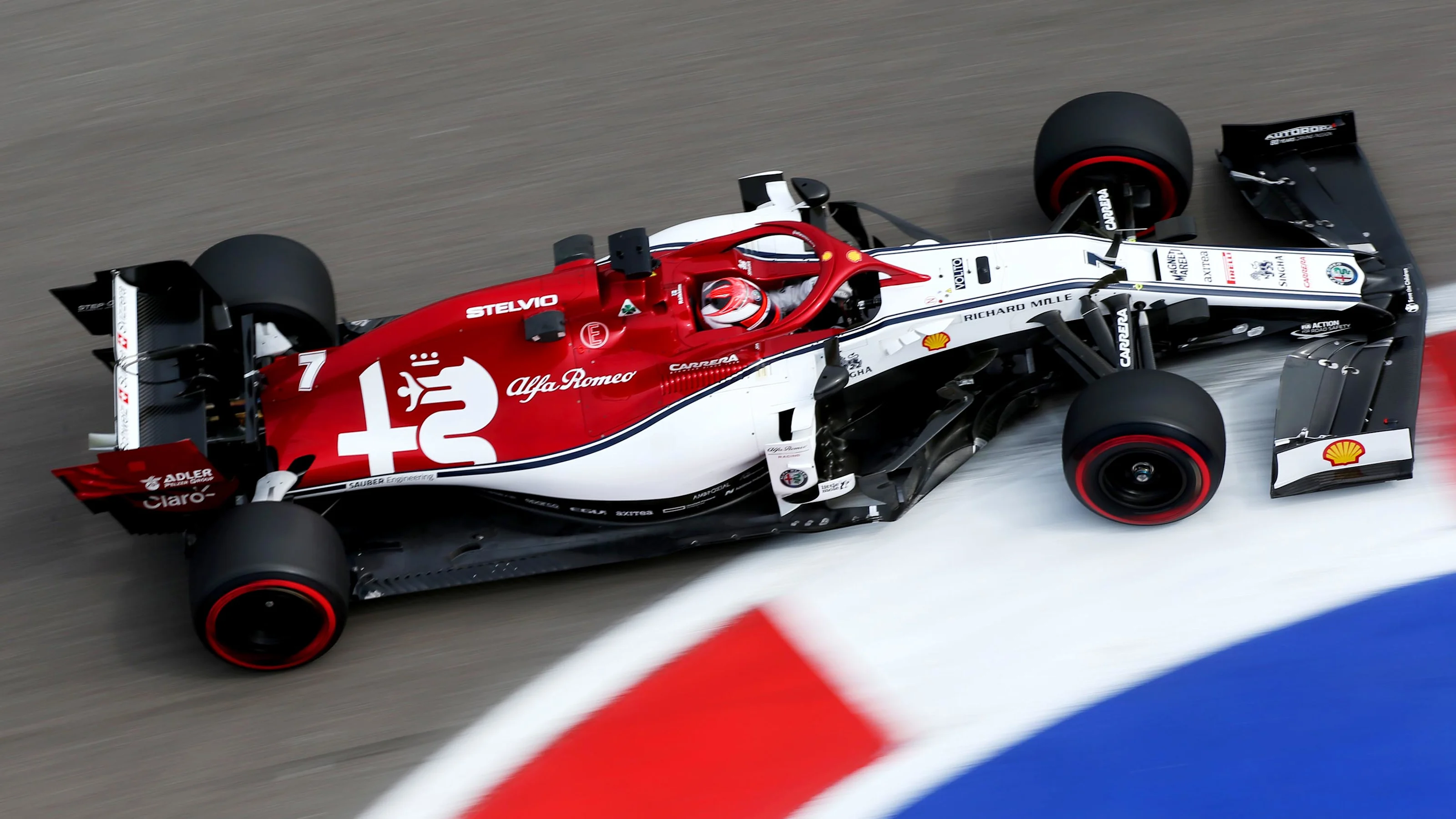 SOCHI, RUSSIA - SEPTEMBER 27: Kimi Raikkonen of Finland driving the (7) Alfa Romeo Racing C38