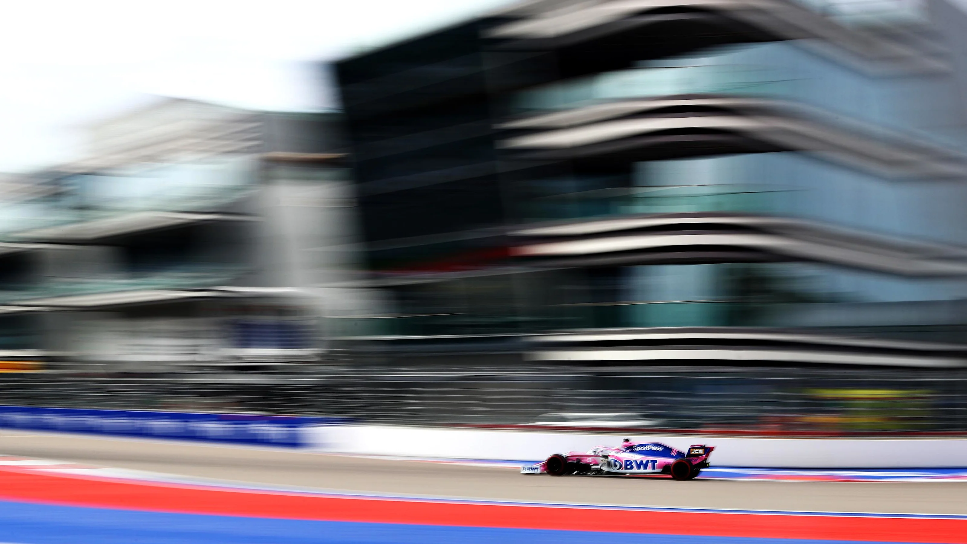 SOCHI, RUSSIA - SEPTEMBER 27: Sergio Perez of Mexico driving the (11) Racing Point RP19 Mercedes on