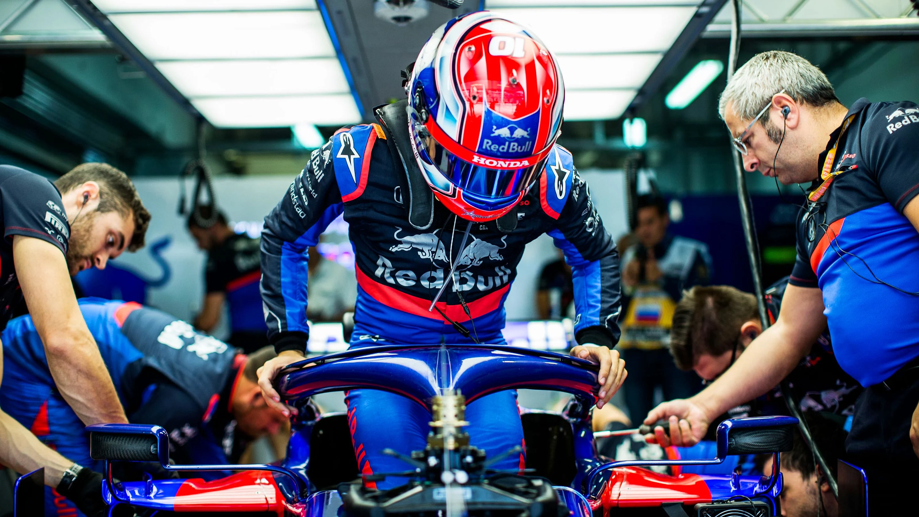 SOCHI, RUSSIA - SEPTEMBER 27: Pierre Gasly of Scuderia Toro Rosso and France during practice for