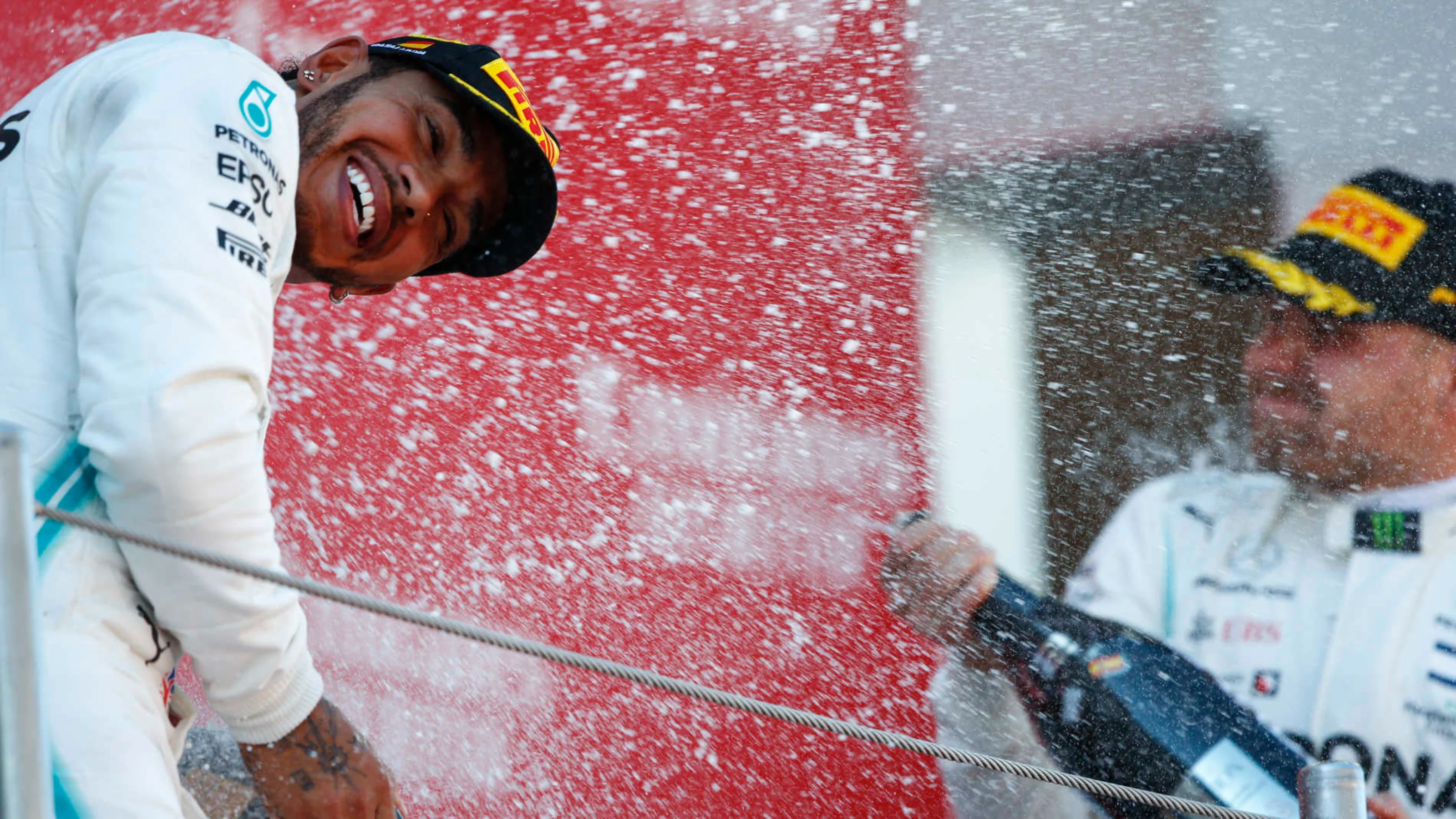 CIRCUIT DE BARCELONA-CATALUNYA, SPAIN - MAY 12: Lewis Hamilton, Mercedes AMG F1, 1st position, is