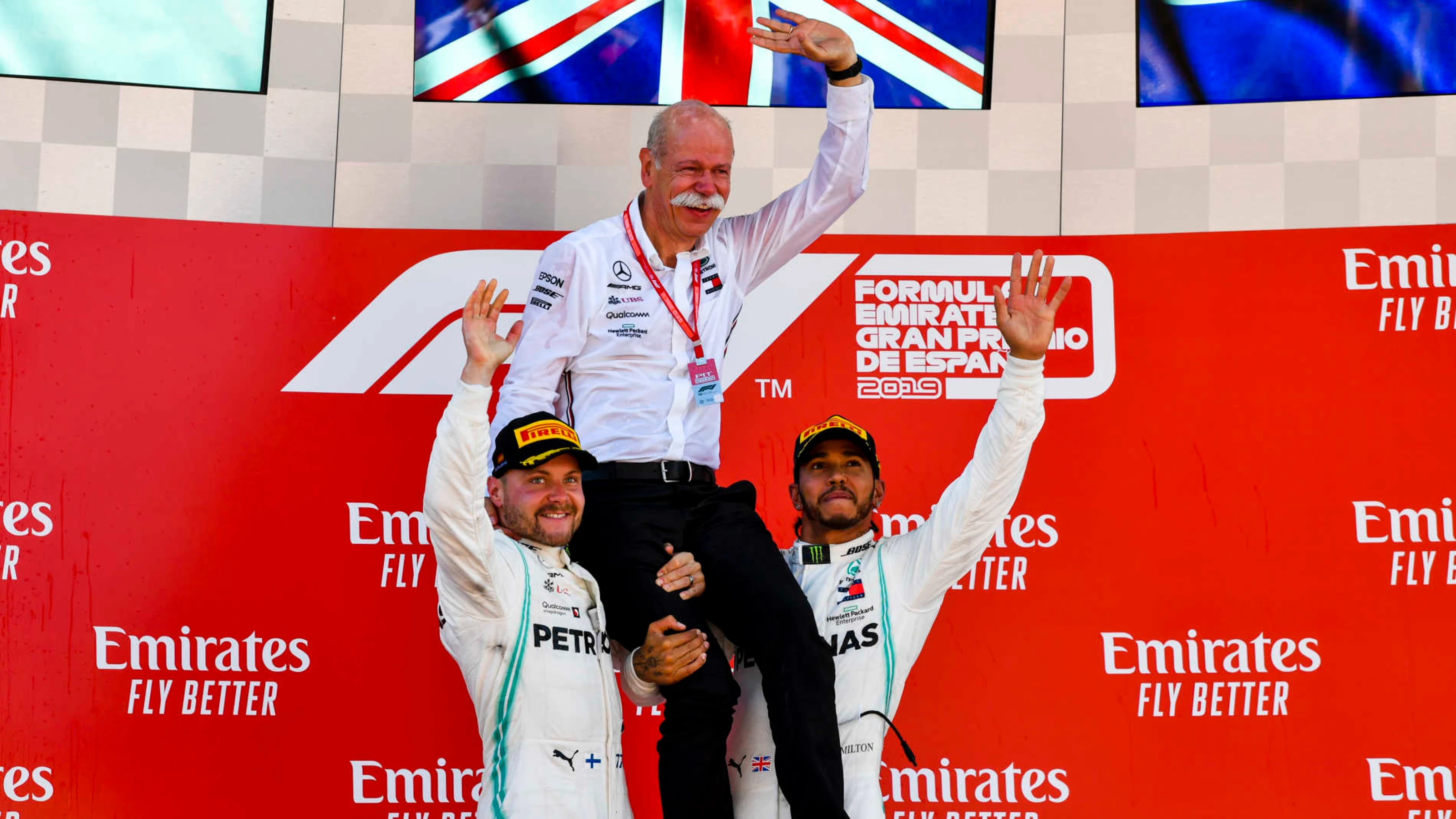 CIRCUIT DE BARCELONA-CATALUNYA, SPAIN - MAY 12: Valtteri Bottas, Mercedes AMG F1, 2nd position, and