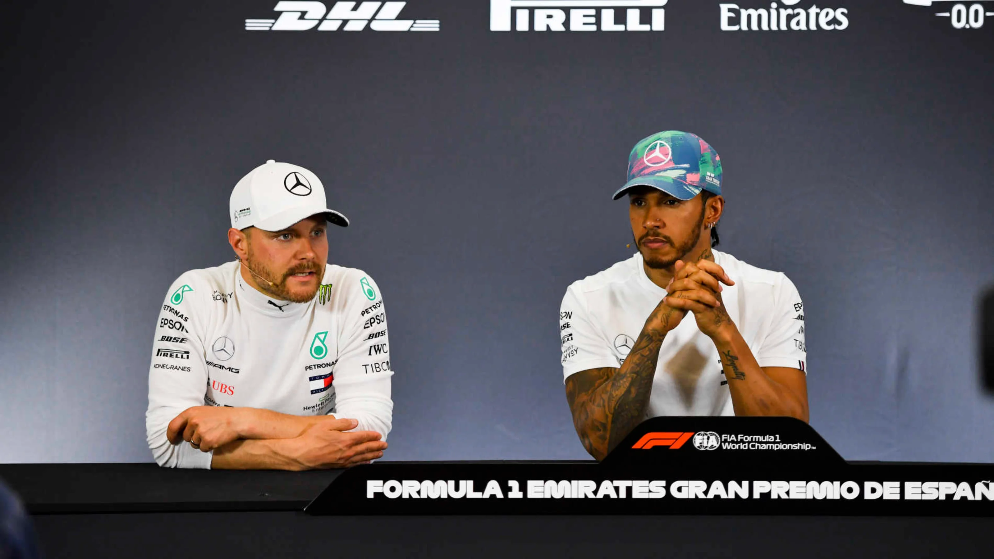 CIRCUIT DE BARCELONA-CATALUNYA, SPAIN - MAY 12: Valtteri Bottas, Mercedes AMG F1, 2nd position, and