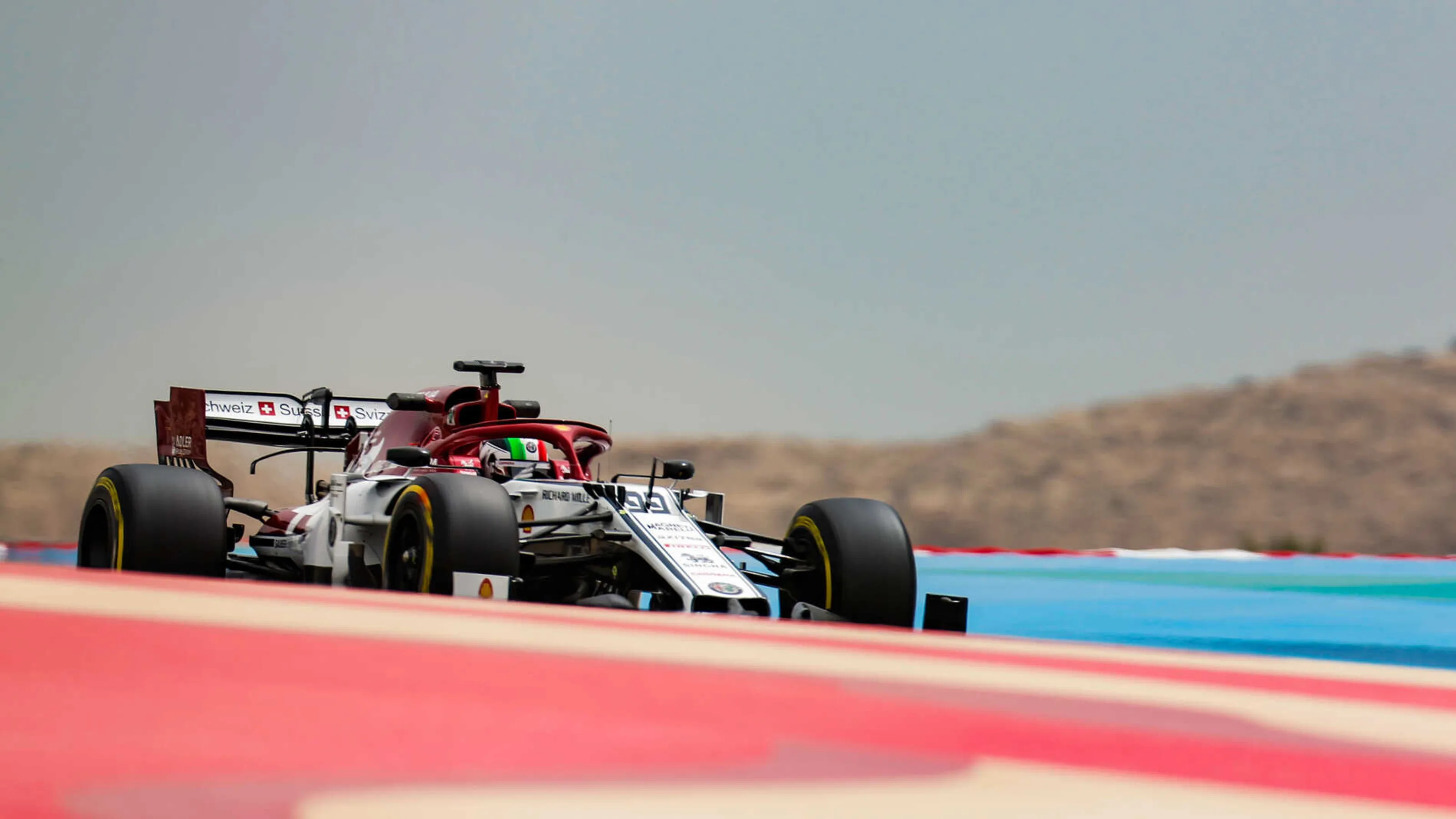 BAHRAIN INTERNATIONAL CIRCUIT, BAHRAIN - APRIL 02: Antonio Giovinazzi, Alfa Romeo Racing C38 during