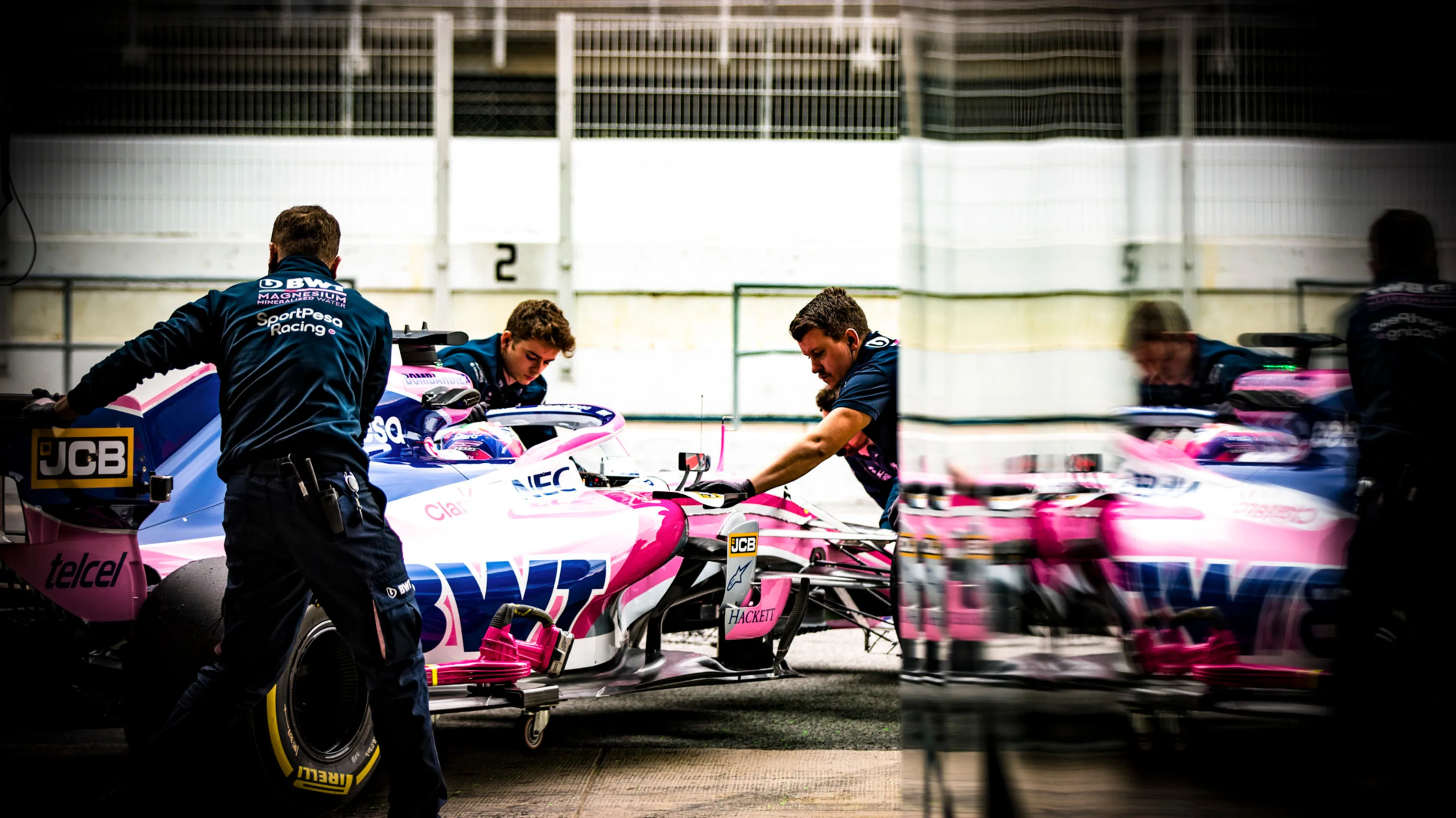 CIRCUIT DE BARCELONA-CATALUNYA, SPAIN - FEBRUARY 20: Sergio Perez, Racing Point RP19, returns to