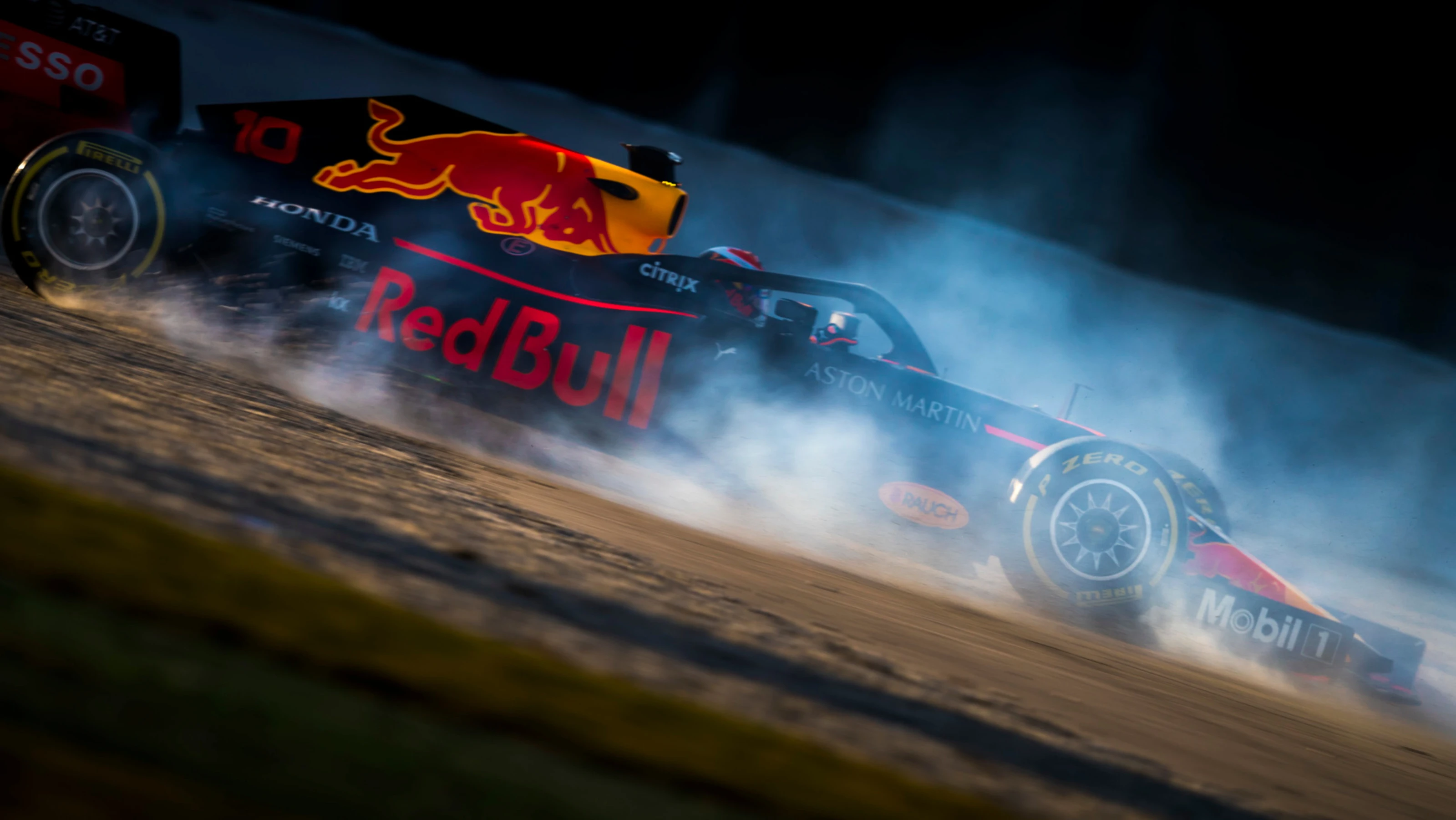 CIRCUIT DE BARCELONA-CATALUNYA, SPAIN - FEBRUARY 19: Max Verstappen, Red Bull Racing RB15, spins