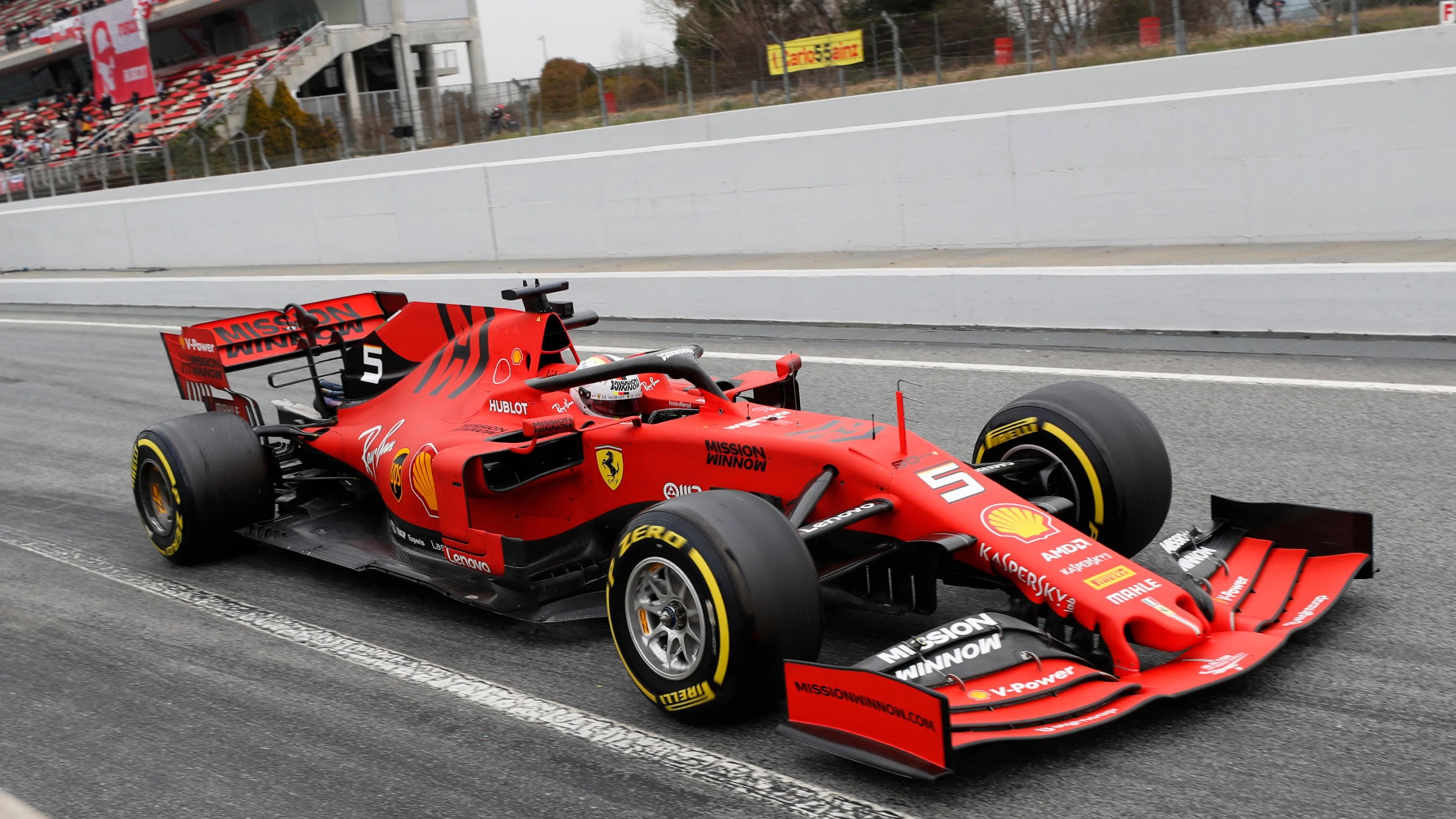 CIRCUIT DE BARCELONA-CATALUNYA, SPAIN - FEBRUARY 20: Sebastian Vettel, Ferrari SF90 during the
