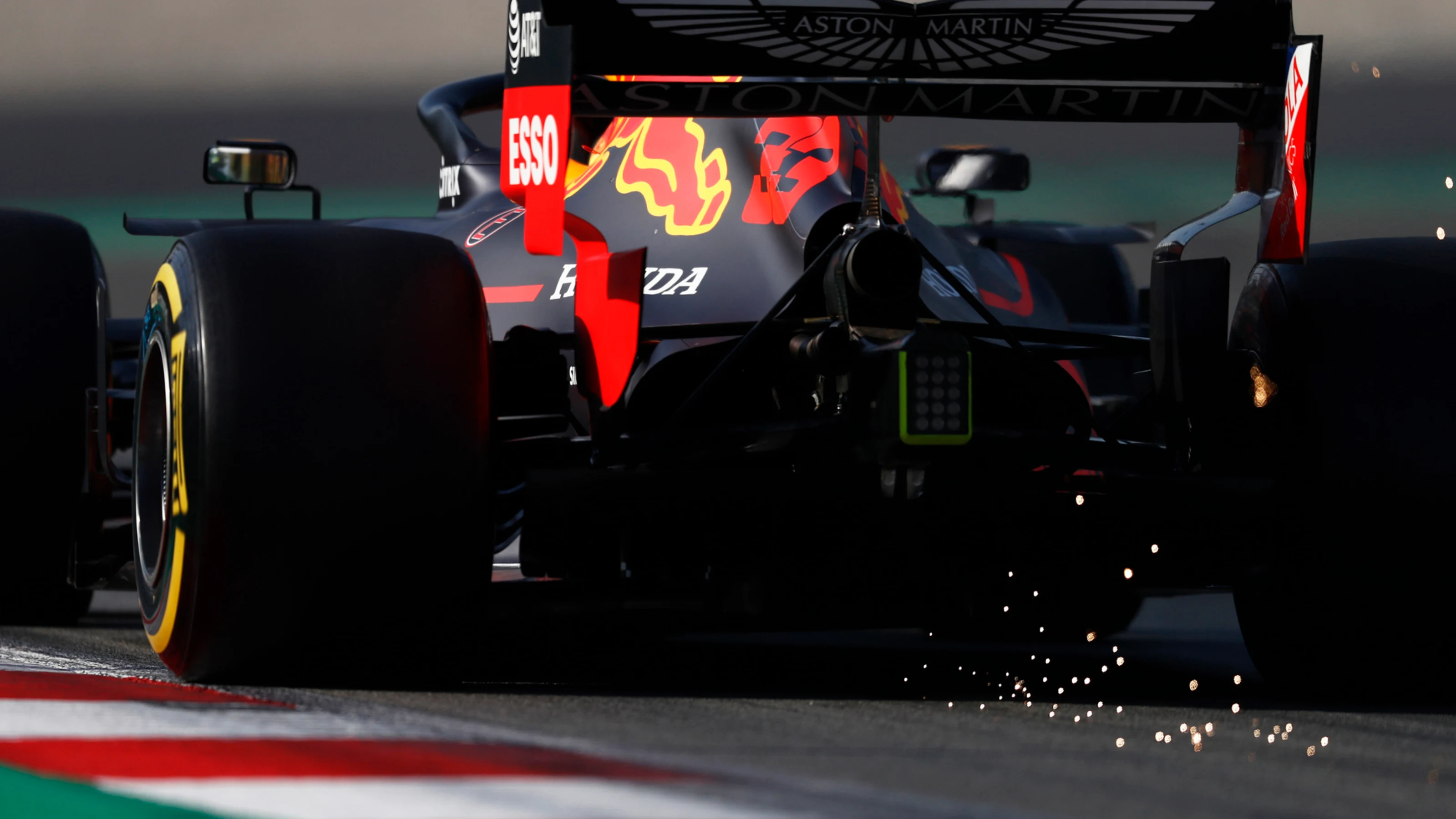 CIRCUIT DE BARCELONA-CATALUNYA, SPAIN - MARCH 01: Max Verstappen, Red Bull Racing RB15 sparks