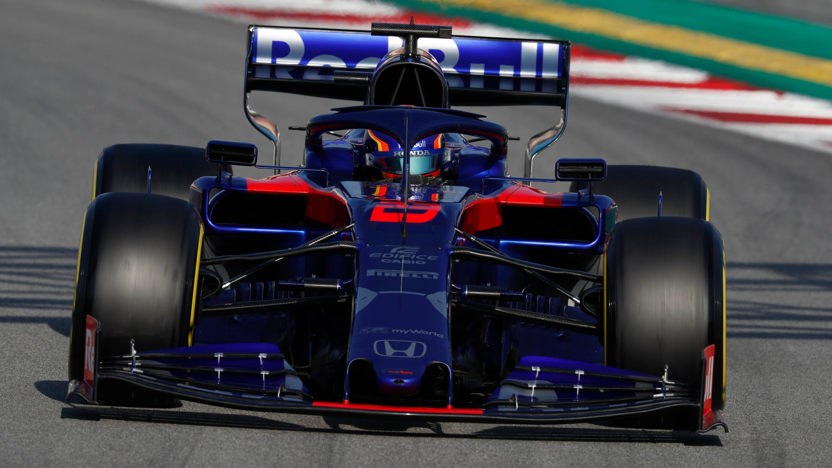 CIRCUIT DE BARCELONA-CATALUNYA, SPAIN - FEBRUARY 28: Alex Albon, Scuderia Toro Rosso STR14 during