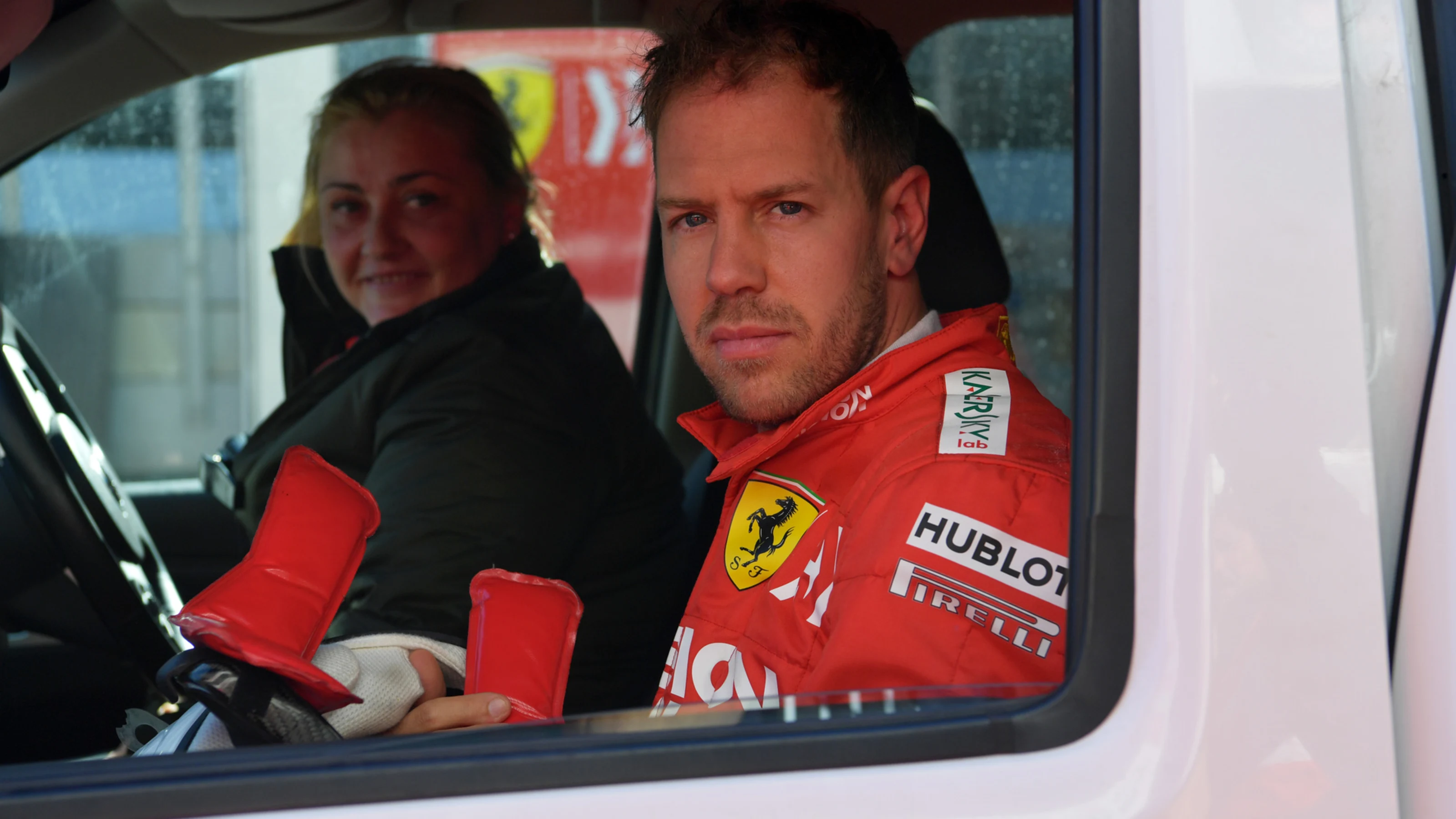 CIRCUIT DE BARCELONA-CATALUNYA, SPAIN - FEBRUARY 27: Sebastian Vettel, Ferrari after stopping on