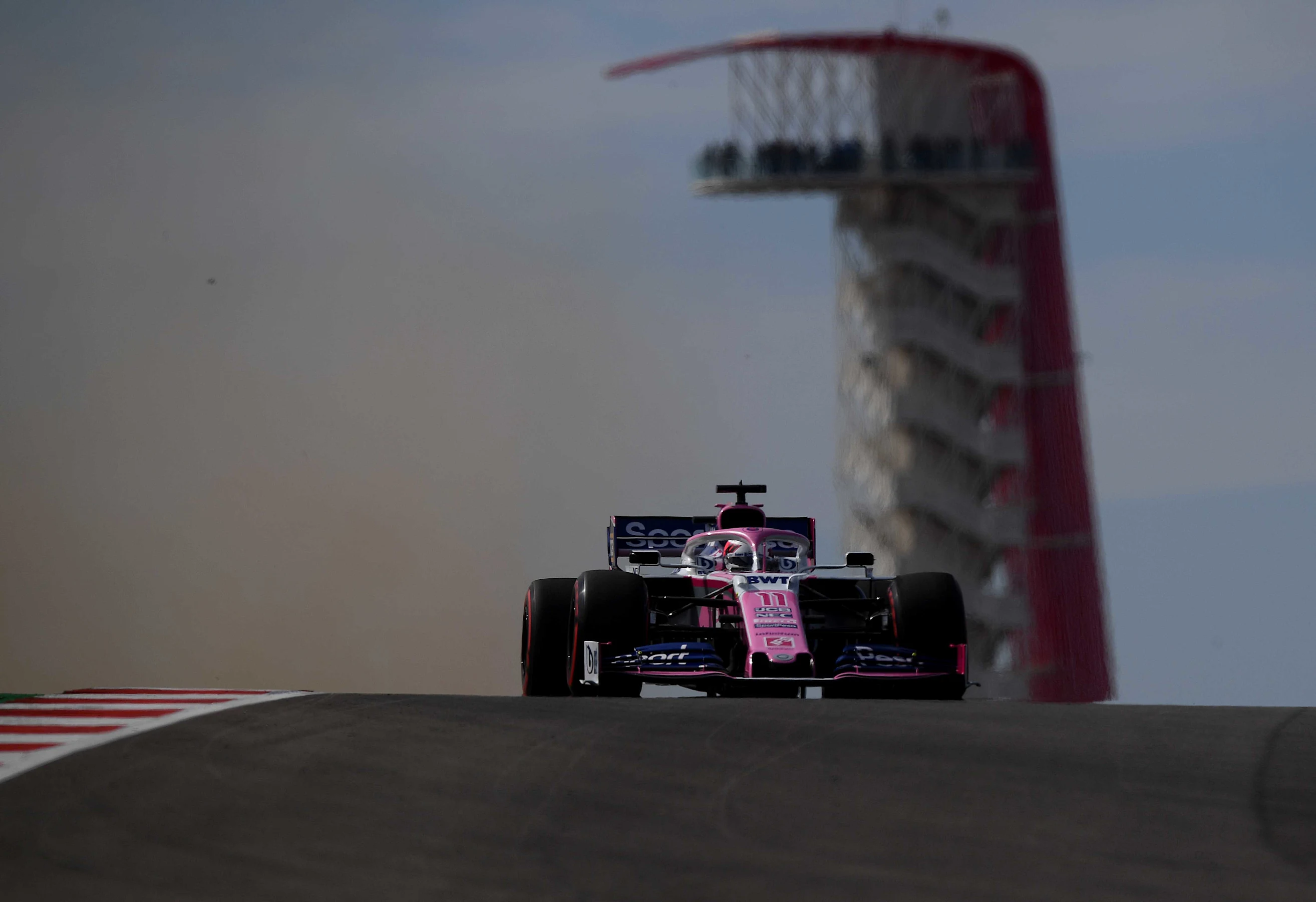 AUSTIN, TEXAS - NOVEMBER 02: Sergio Perez of Mexico driving the (11) Racing Point RP19 Mercedes on