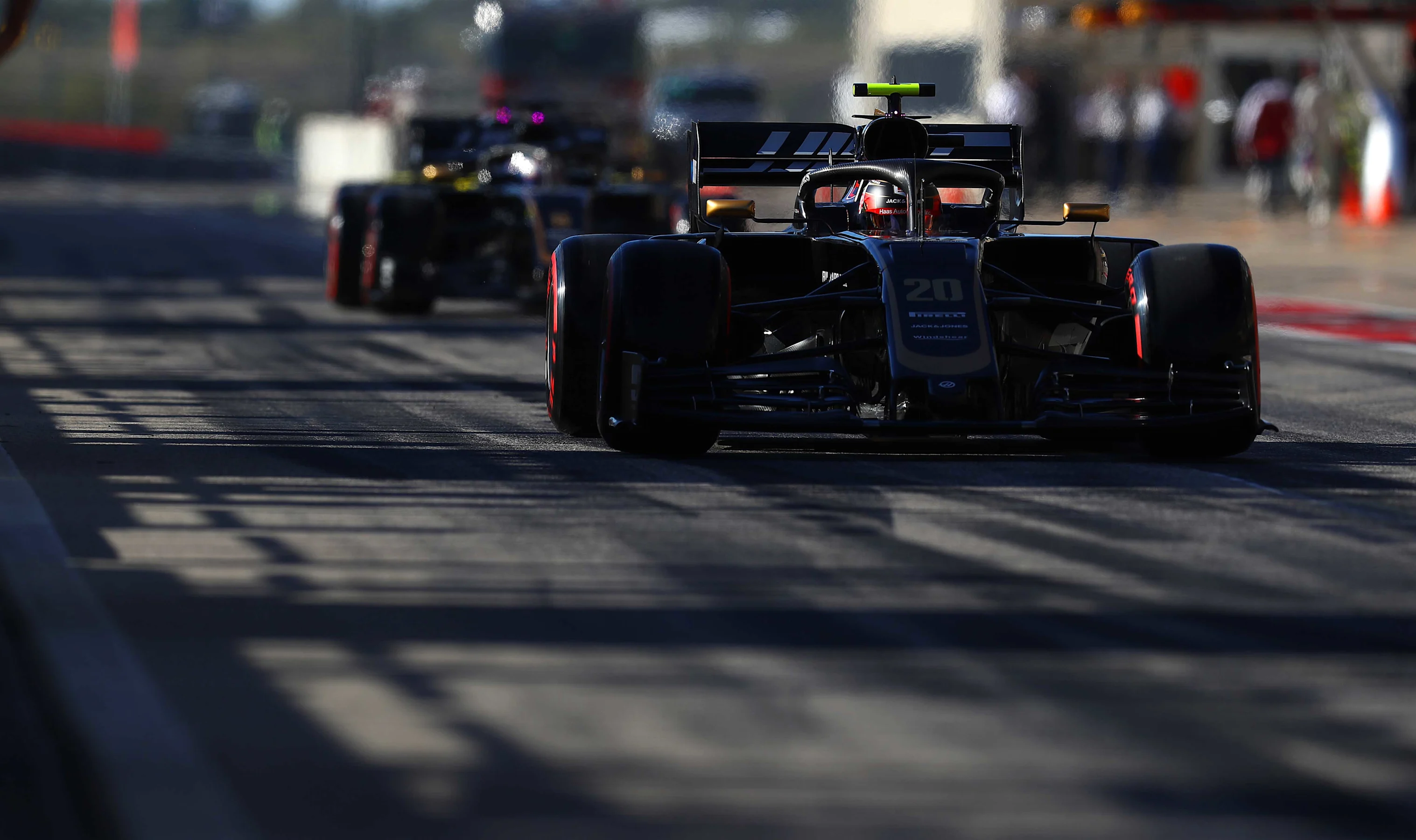 AUSTIN, TEXAS - NOVEMBER 02: Kevin Magnussen of Denmark driving the (20) Haas F1 Team VF-19 Ferrari