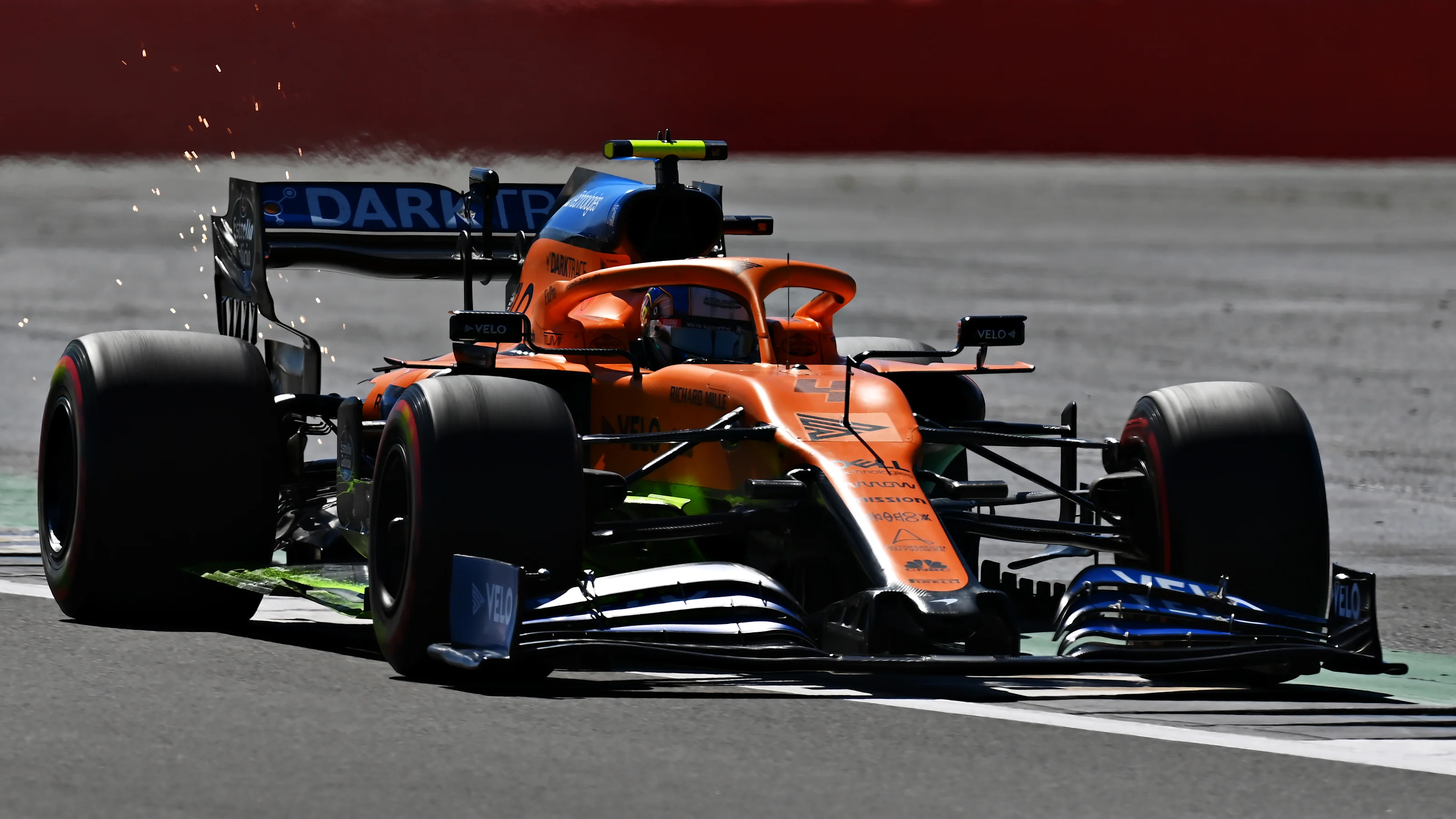 NORTHAMPTON, ENGLAND - AUGUST 07: Lando Norris of Great Britain driving the (4) McLaren F1 Team
