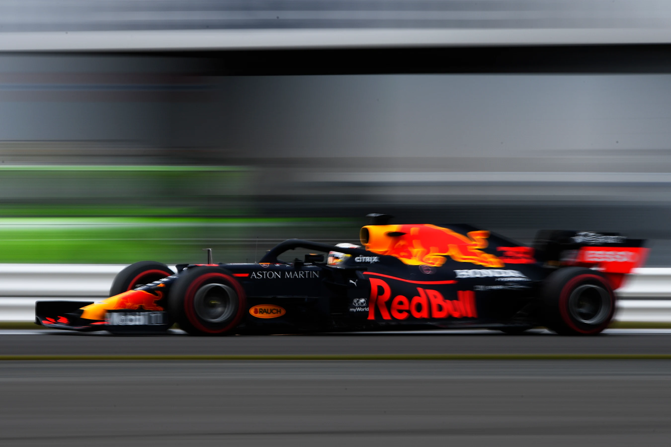 NORTHAMPTON, ENGLAND - AUGUST 07: Max Verstappen of the Netherlands driving the (33) Aston Martin
