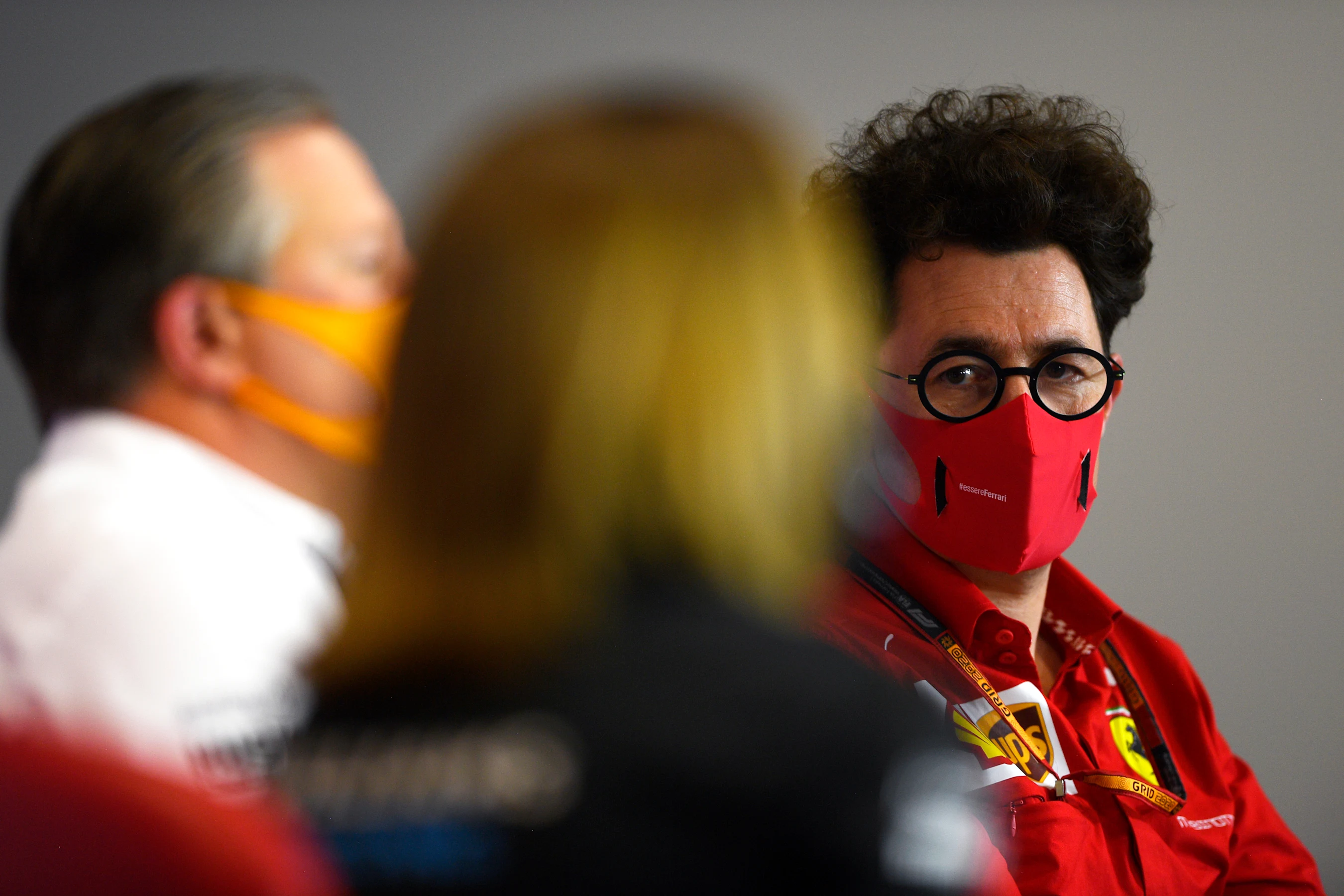 NORTHAMPTON, ENGLAND - AUGUST 07: Scuderia Ferrari Team Principal Mattia Binotto looks on in the