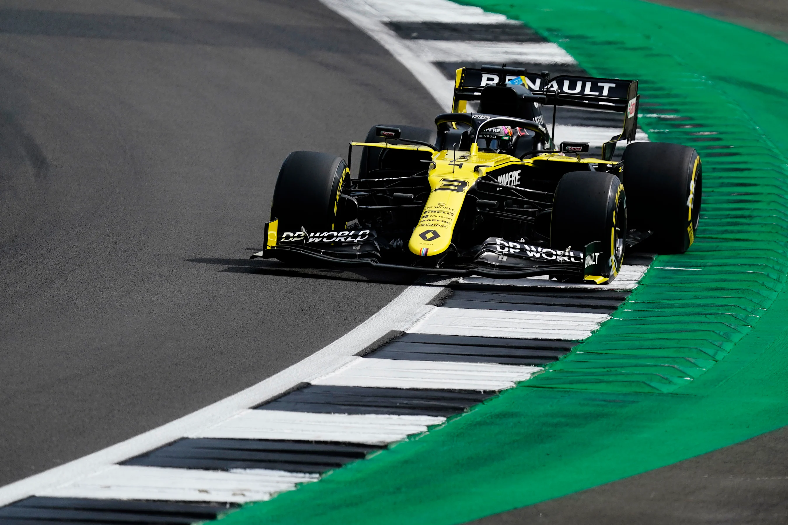 NORTHAMPTON, ENGLAND - AUGUST 08: Daniel Ricciardo of Australia driving the (3) Renault Sport