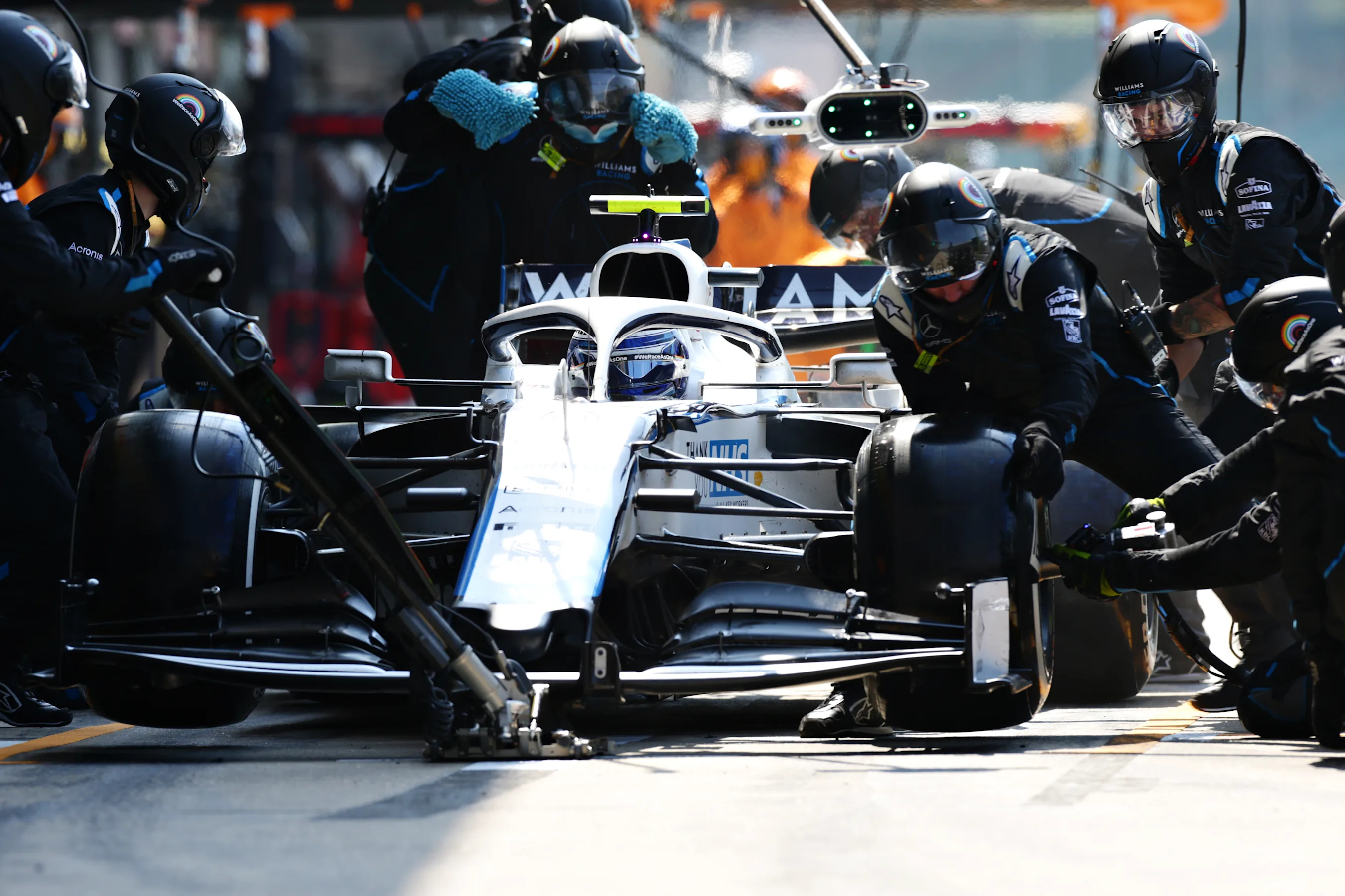 NORTHAMPTON, ENGLAND - AUGUST 09: Nicholas Latifi of Canada driving the (6) Williams Racing FW43