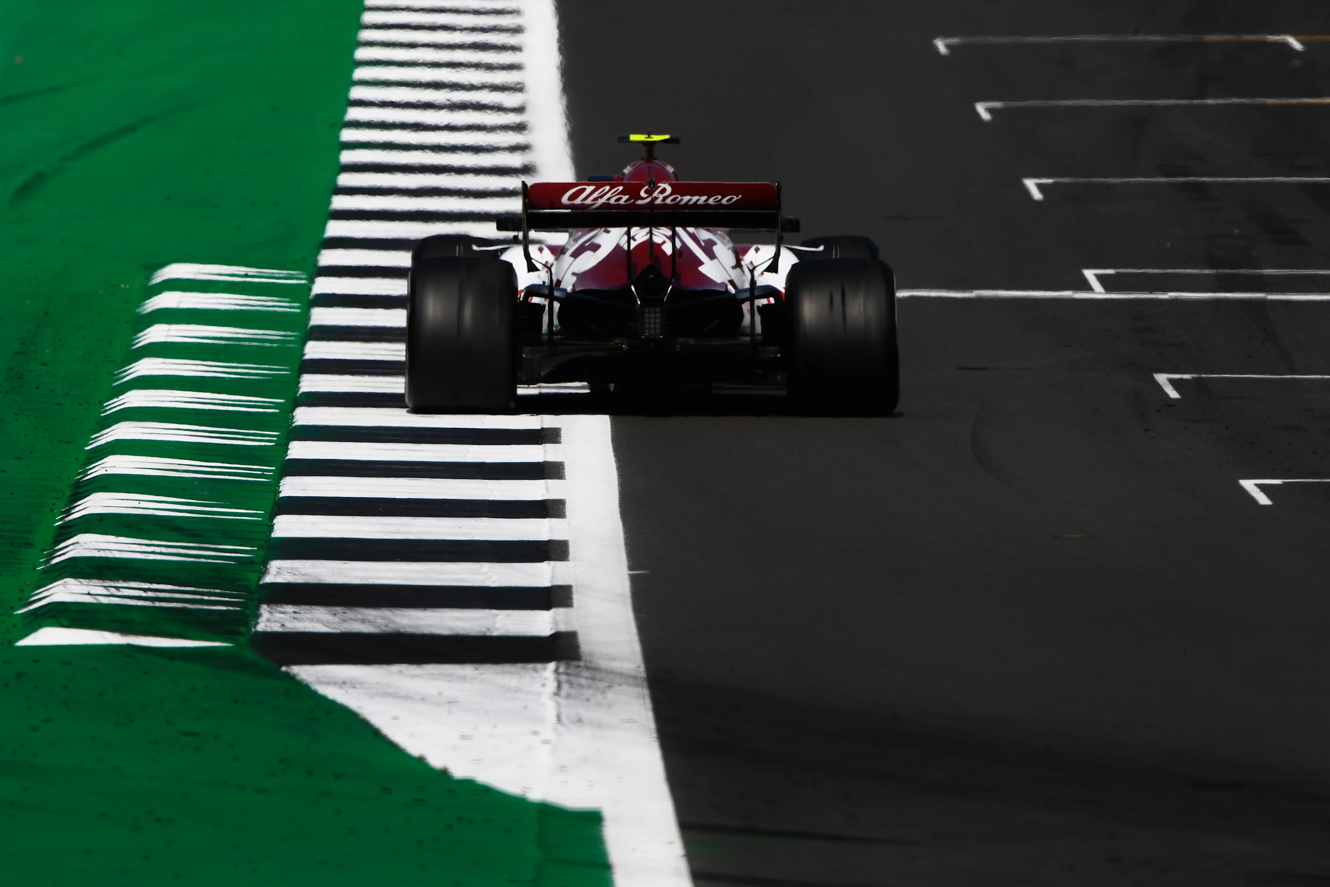 NORTHAMPTON, ENGLAND - AUGUST 09: Antonio Giovinazzi of Italy driving the (99) Alfa Romeo Racing