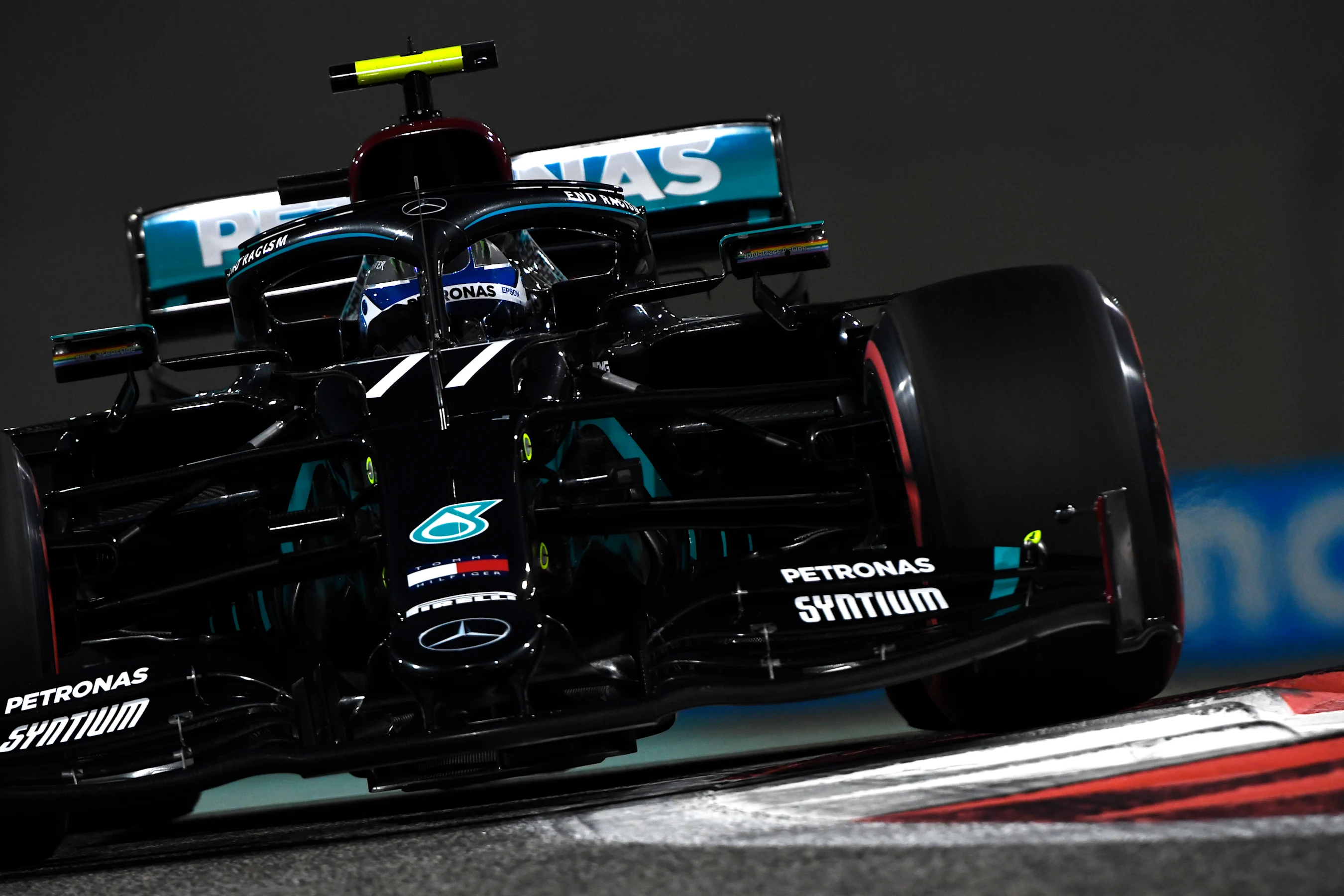 ABU DHABI, UNITED ARAB EMIRATES - DECEMBER 12: Valtteri Bottas of Finland driving the (77) Mercedes