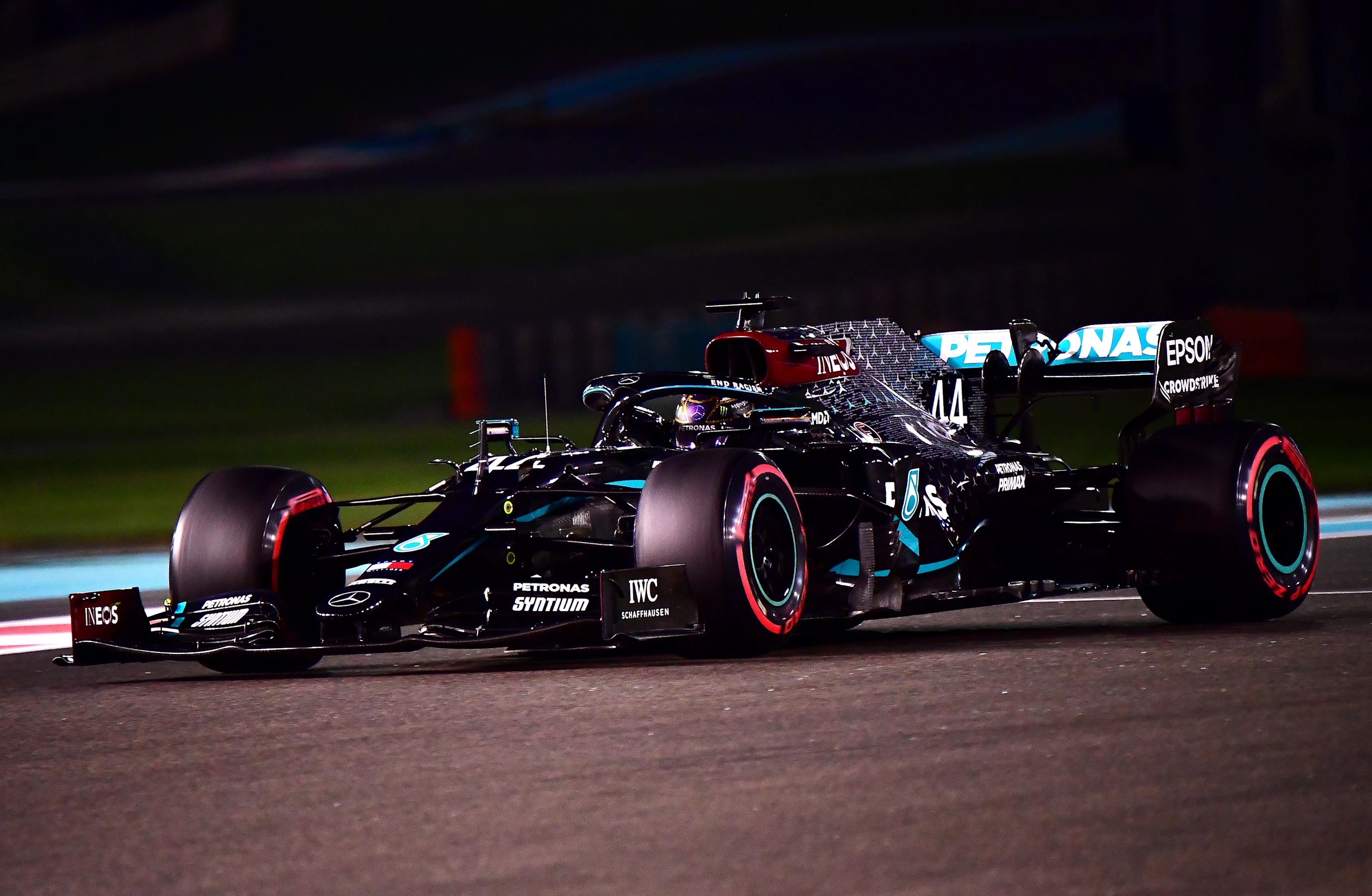 ABU DHABI, UNITED ARAB EMIRATES - DECEMBER 12: Lewis Hamilton of Great Britain driving the (44)