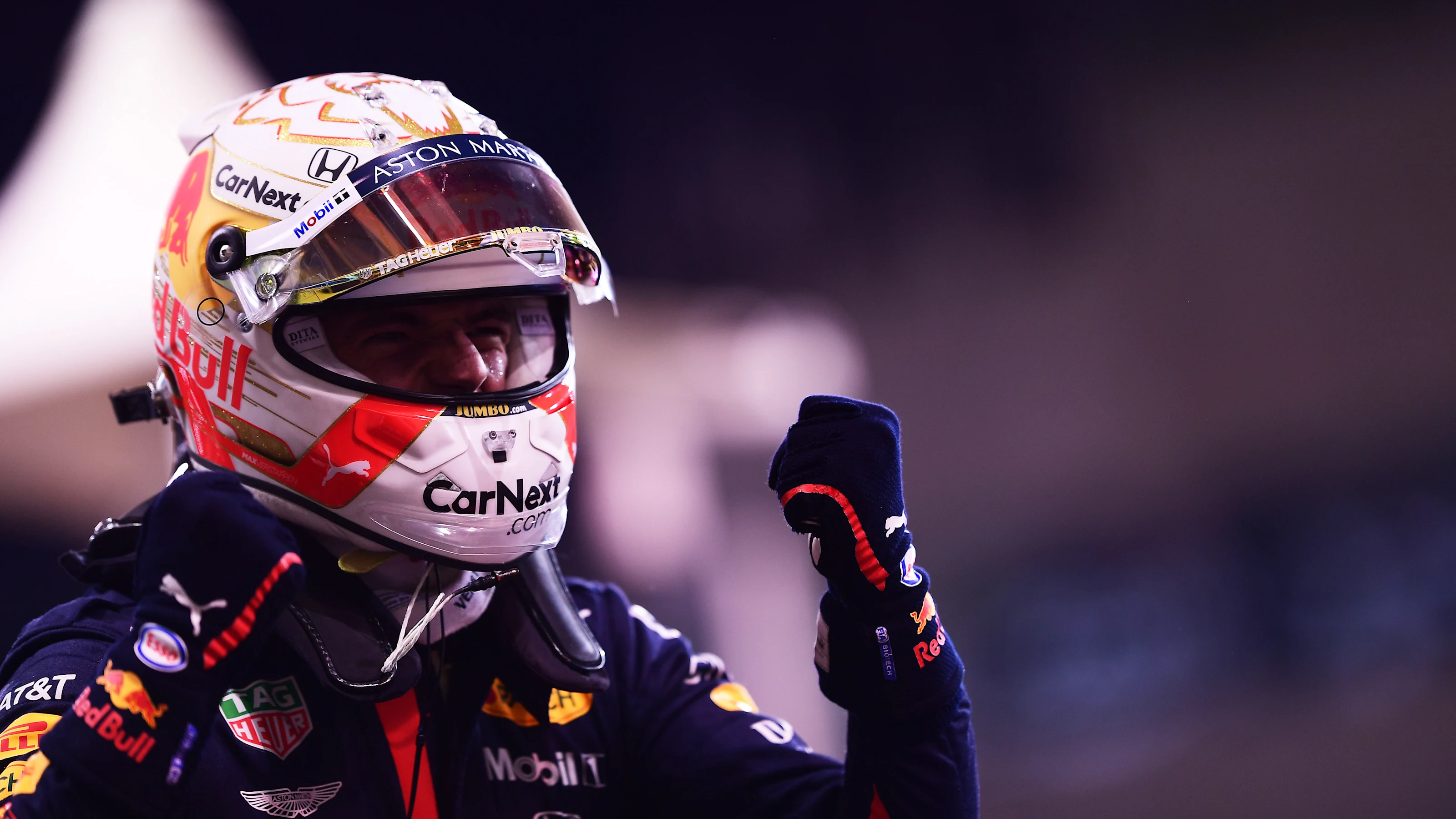 ABU DHABI, UNITED ARAB EMIRATES - DECEMBER 12: Pole position qualifier Max Verstappen of