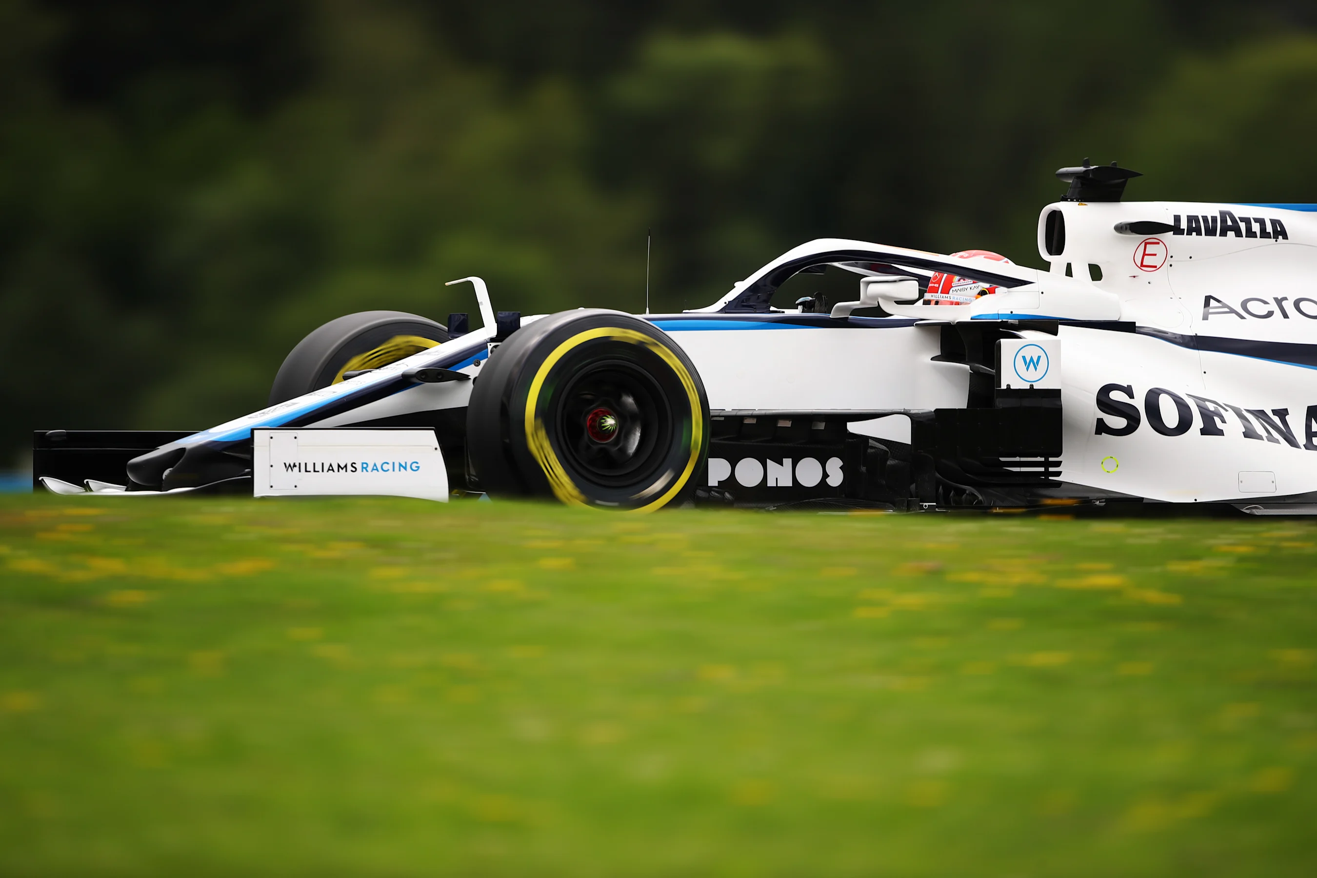 SPIELBERG, AUSTRIA - JULY 03: George Russell of Great Britain driving the (63) Williams Racing FW43
