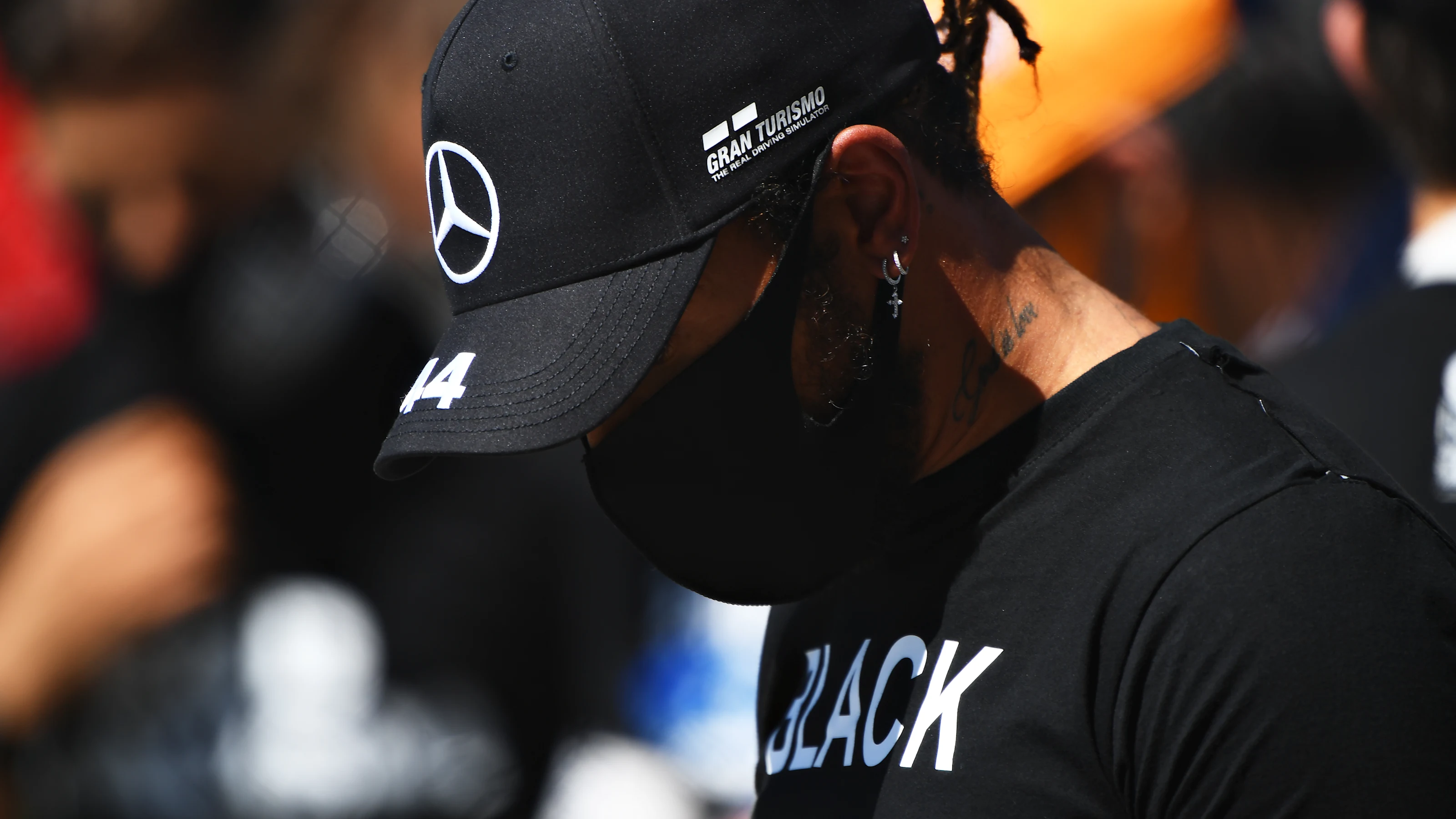 SPIELBERG, AUSTRIA - JULY 05: Lewis Hamilton of Great Britain and Mercedes GP wearsa Black Live