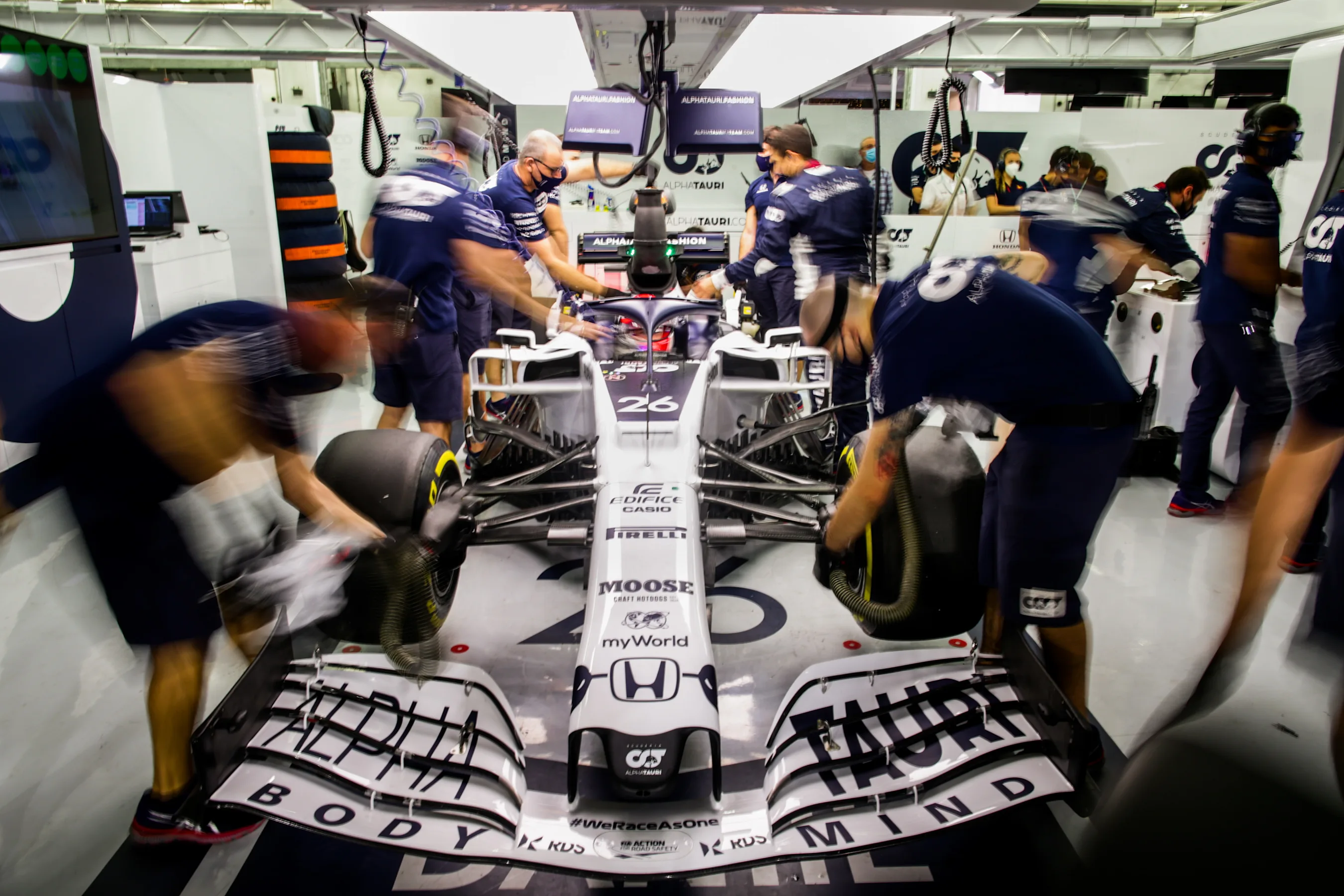 BAHRAIN, BAHRAIN - NOVEMBER 28: Daniil Kvyat of Scuderia AlphaTauri and Russia  during qualifying