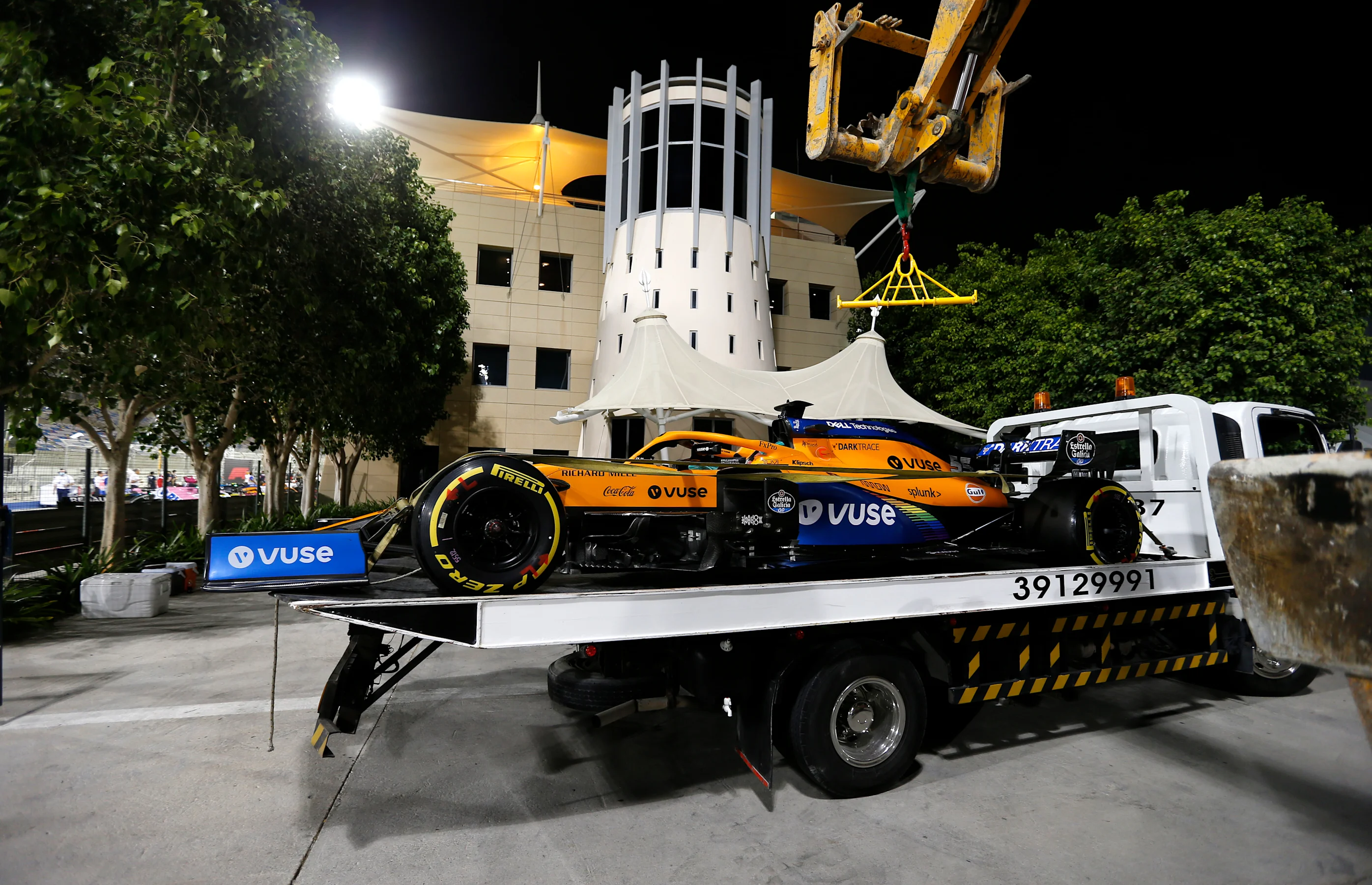BAHRAIN, BAHRAIN - NOVEMBER 28: The car of Carlos Sainz of Spain and McLaren F1 is seen on a pickup