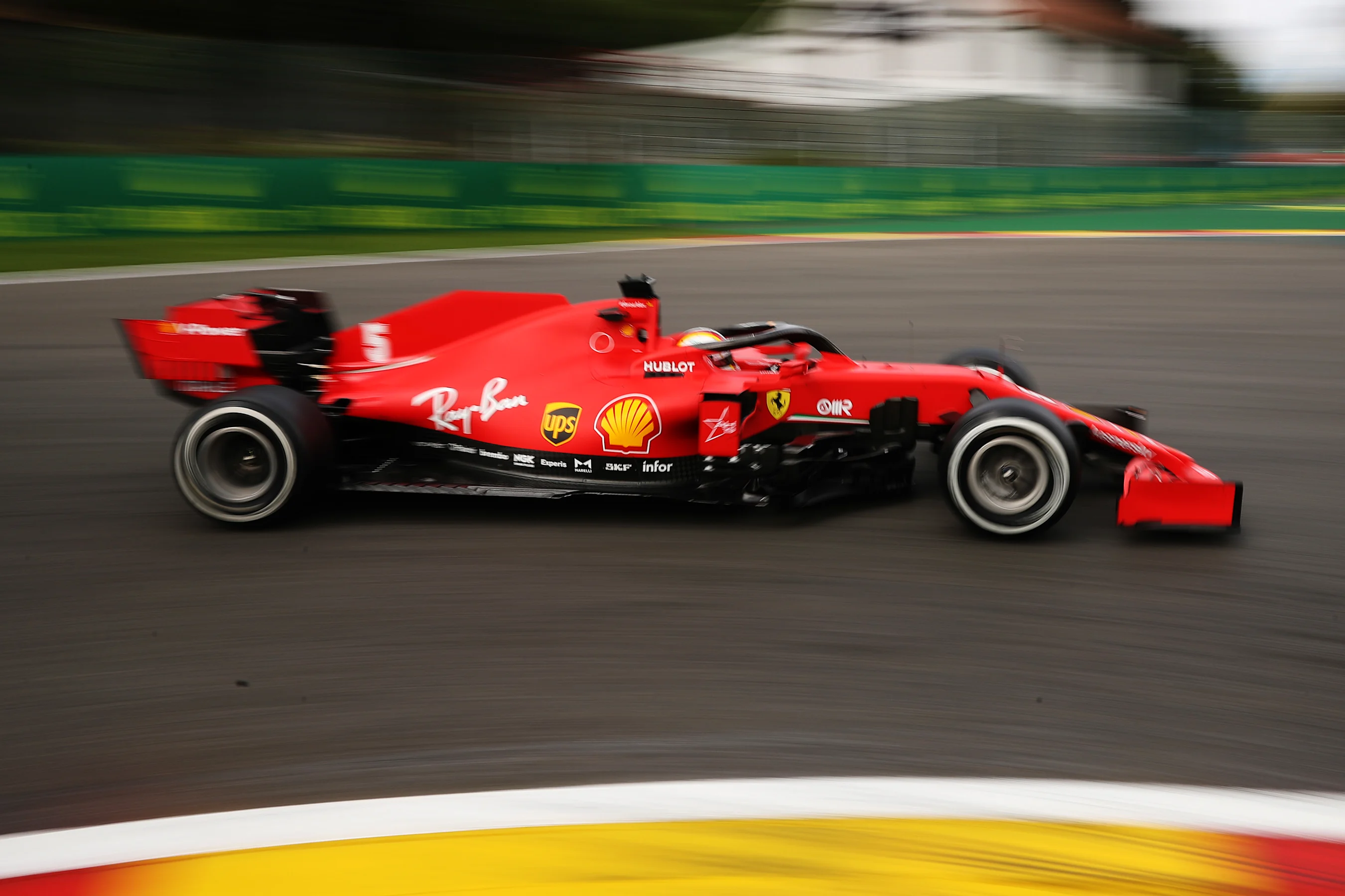 SPA, BELGIUM - AUGUST 28: Sebastian Vettel of Germany driving the (5) Scuderia Ferrari SF1000 on