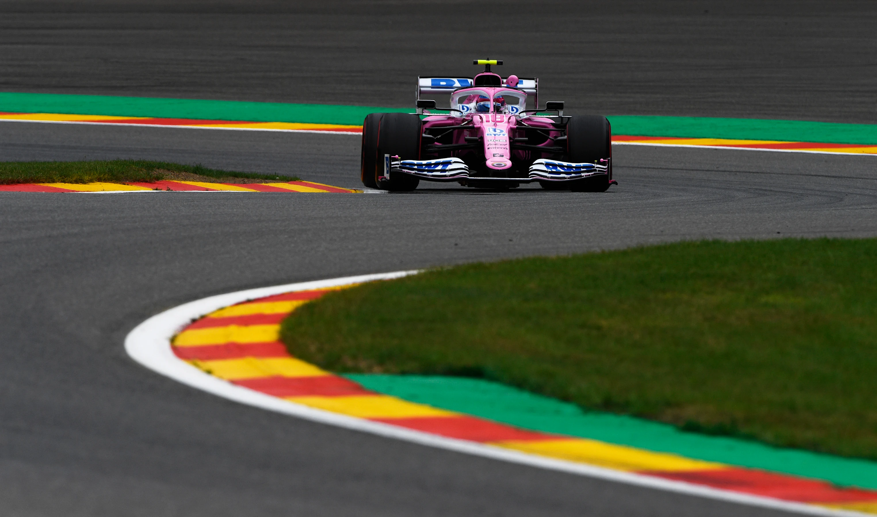 SPA, BELGIUM - AUGUST 28: Lance Stroll of Canada driving the (18) Racing Point RP20 Mercedes drives