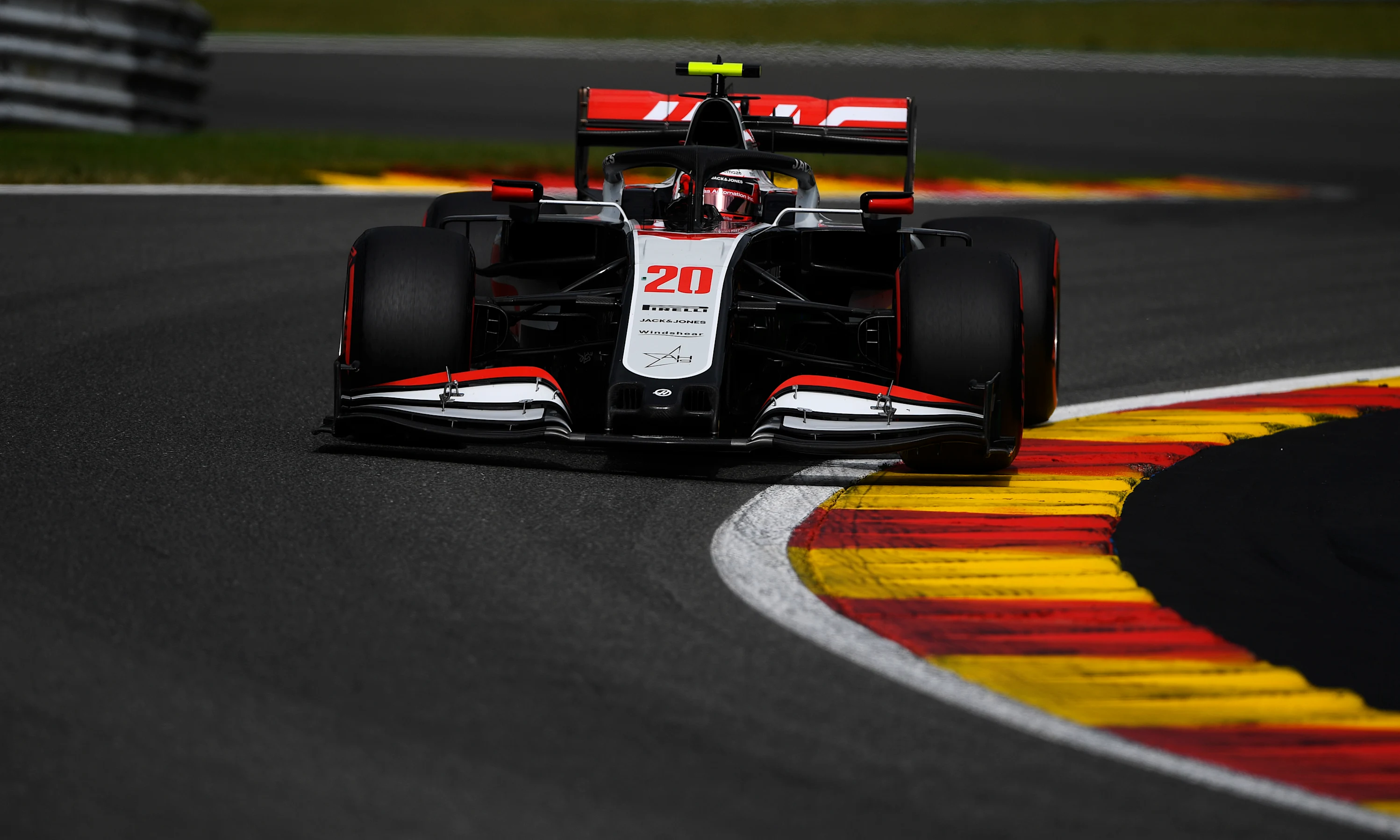 SPA, BELGIUM - AUGUST 29: Kevin Magnussen of Denmark driving the (20) Haas F1 Team VF-20 Ferrari on