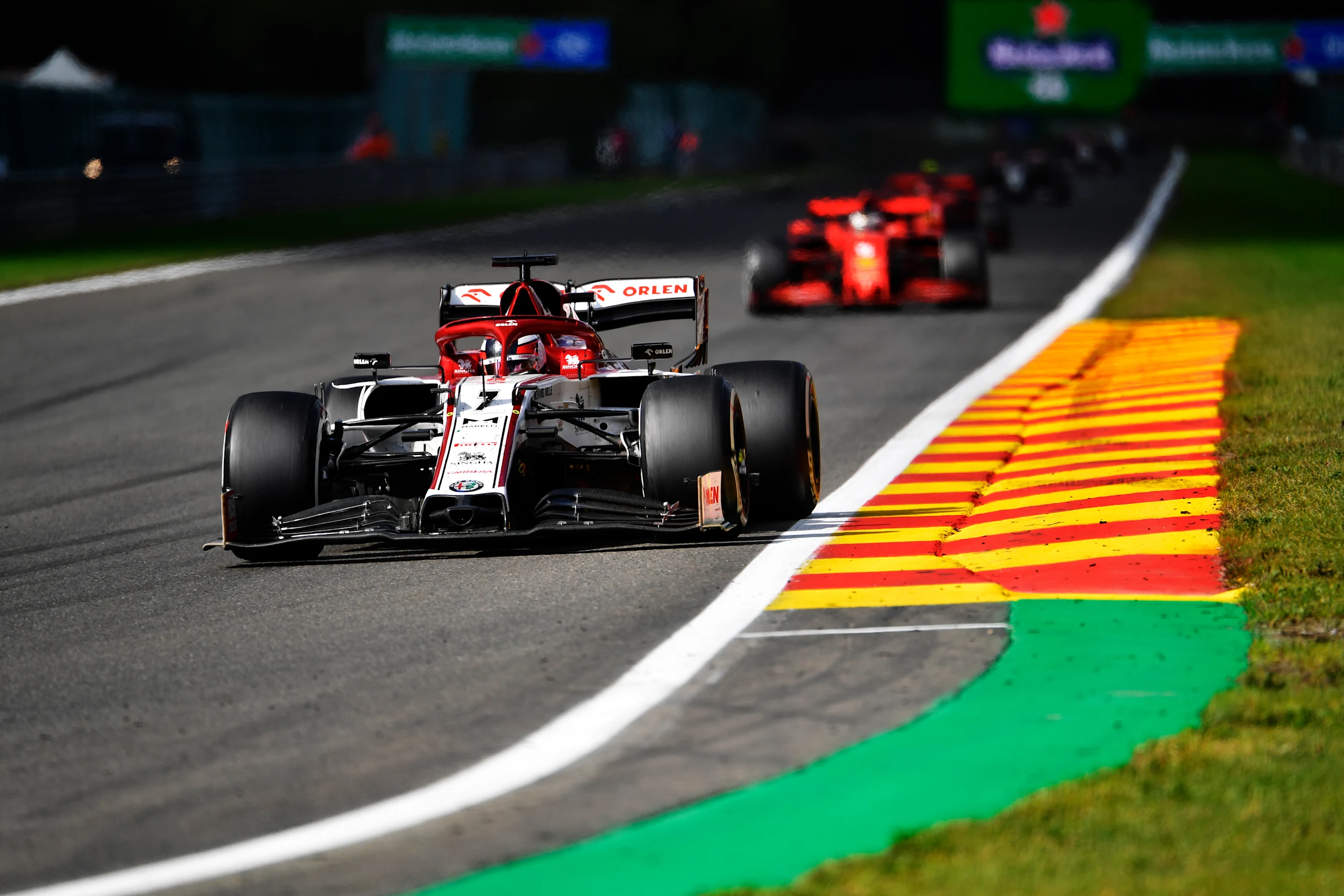 SPA, BELGIUM - AUGUST 30: Kimi Raikkonen of Finland driving the (7) Alfa Romeo Racing C39 Ferrari