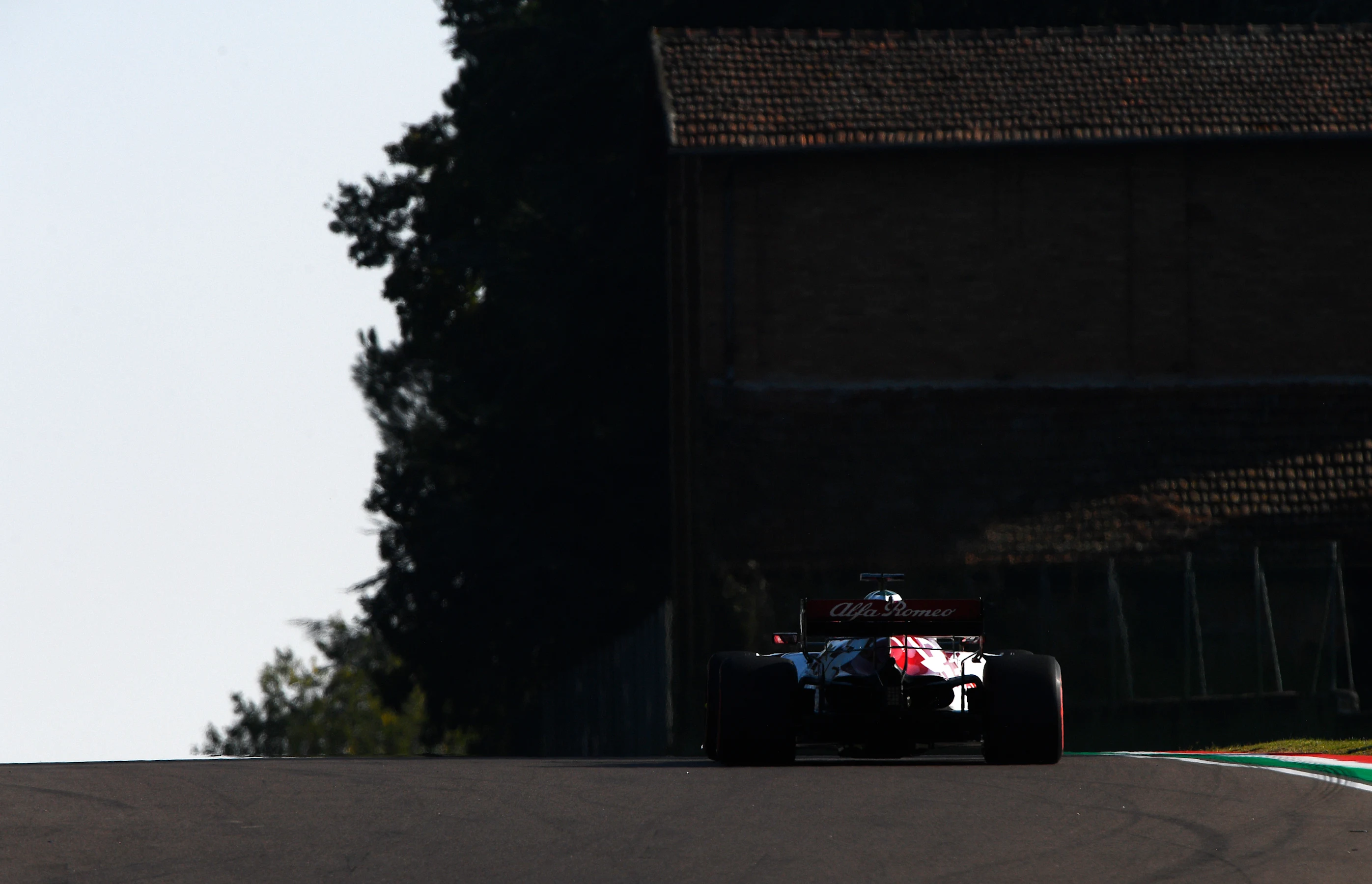 IMOLA, ITALY - OCTOBER 31: Kimi Raikkonen of Finland driving the (7) Alfa Romeo Racing C39 Ferrari