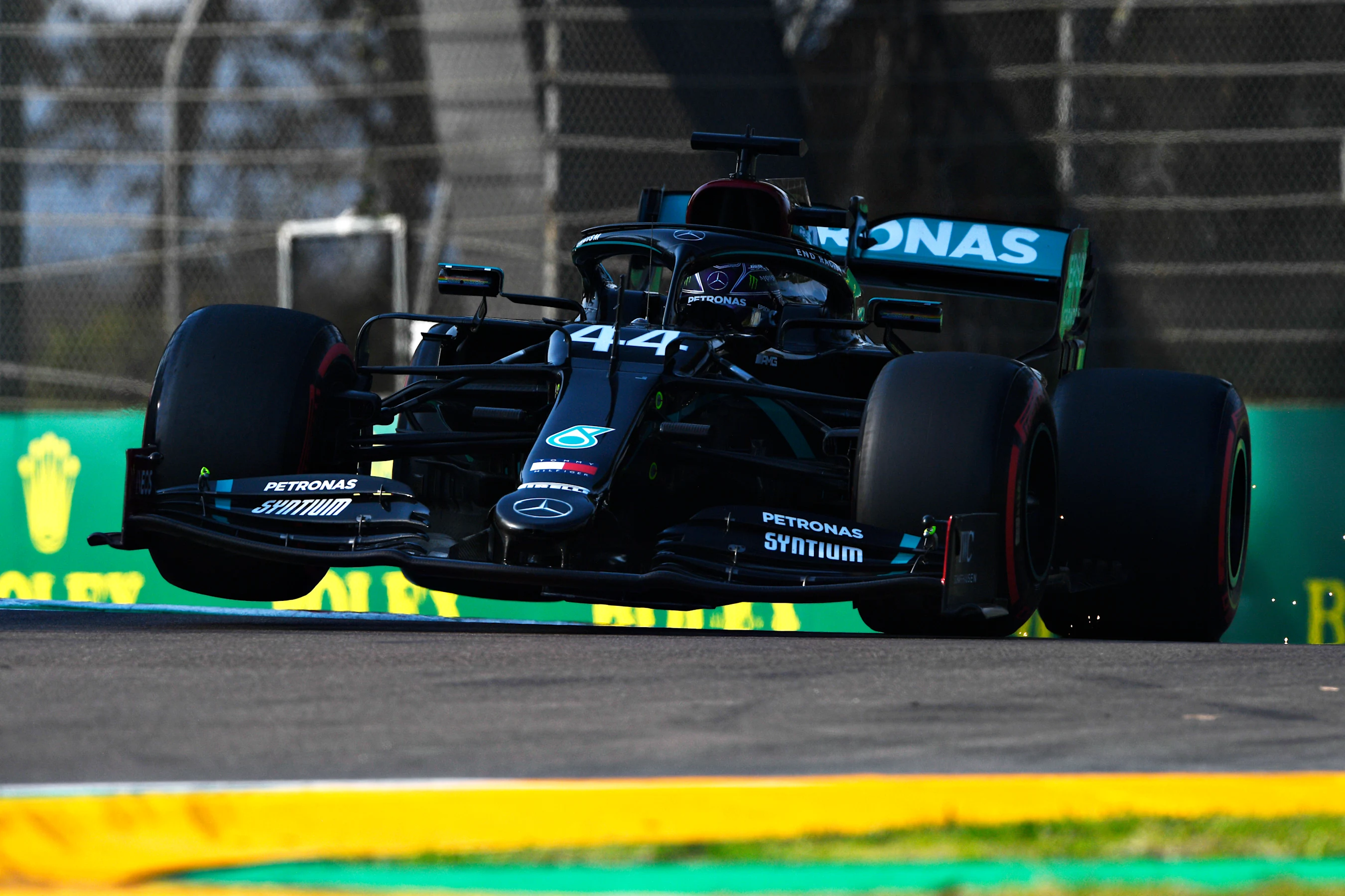 IMOLA, ITALY - OCTOBER 31: Lewis Hamilton of Great Britain driving the (44) Mercedes AMG Petronas