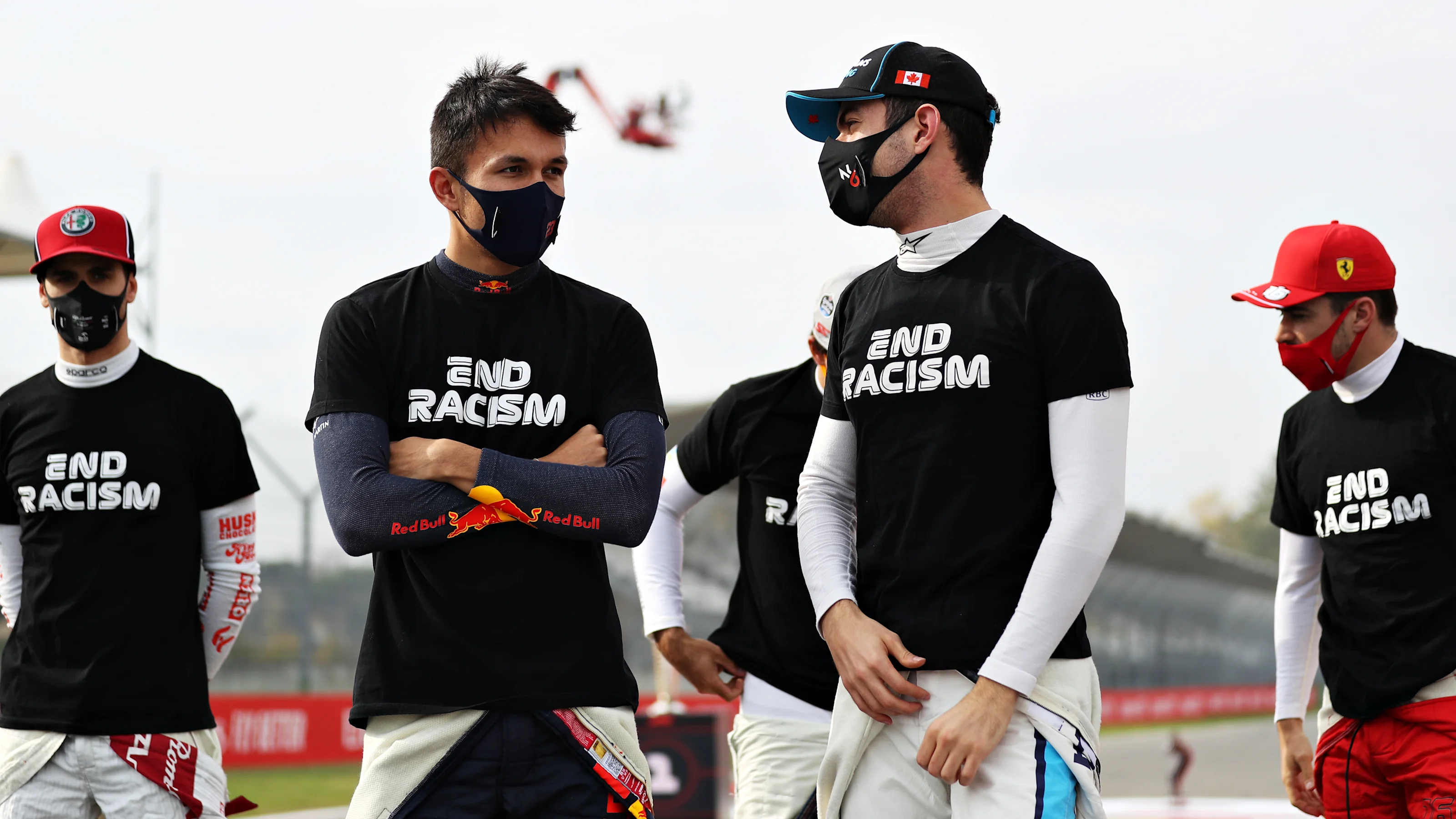 IMOLA, ITALY - NOVEMBER 01: Alexander Albon of Thailand and Red Bull Racing and Nicholas Latifi of