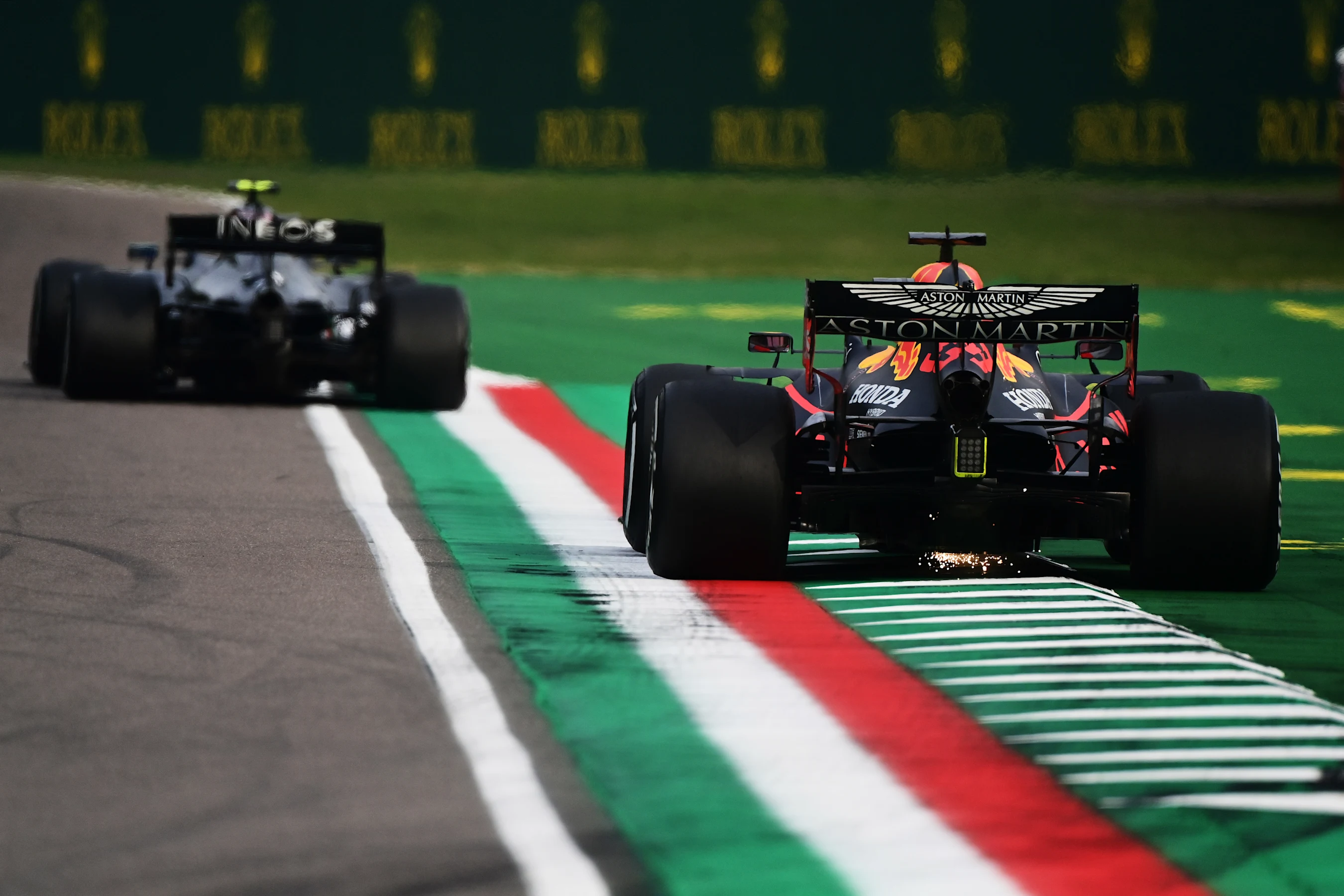 IMOLA, ITALY - NOVEMBER 01: Max Verstappen of the Netherlands driving the (33) Aston Martin Red