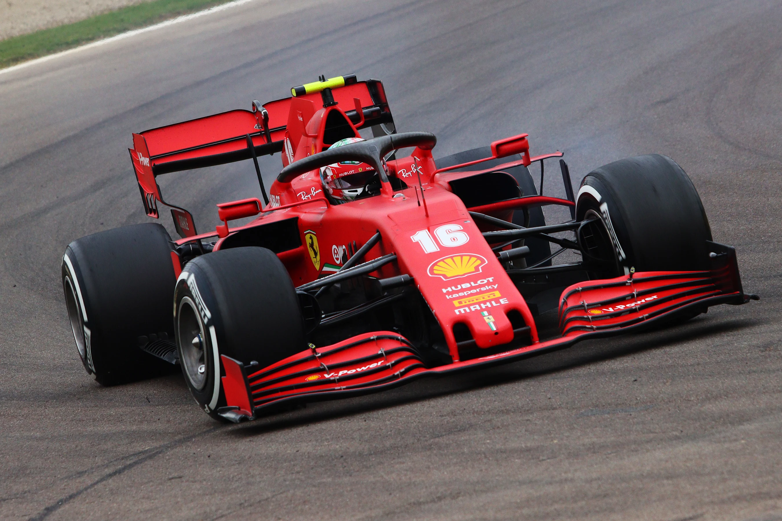 IMOLA, ITALY - NOVEMBER 01: Charles Leclerc of Monaco driving the (16) Scuderia Ferrari SF1000 on