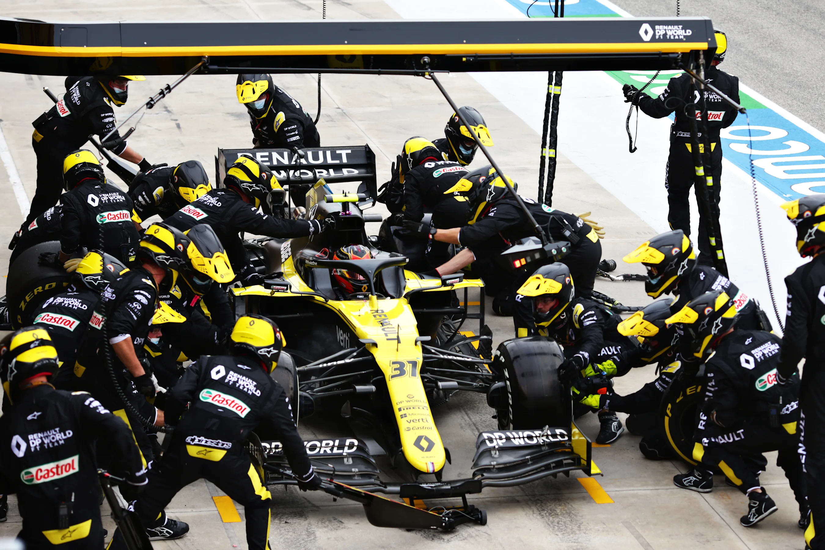 IMOLA, ITALY - NOVEMBER 01: Esteban Ocon of France driving the (31) Renault Sport Formula One Team