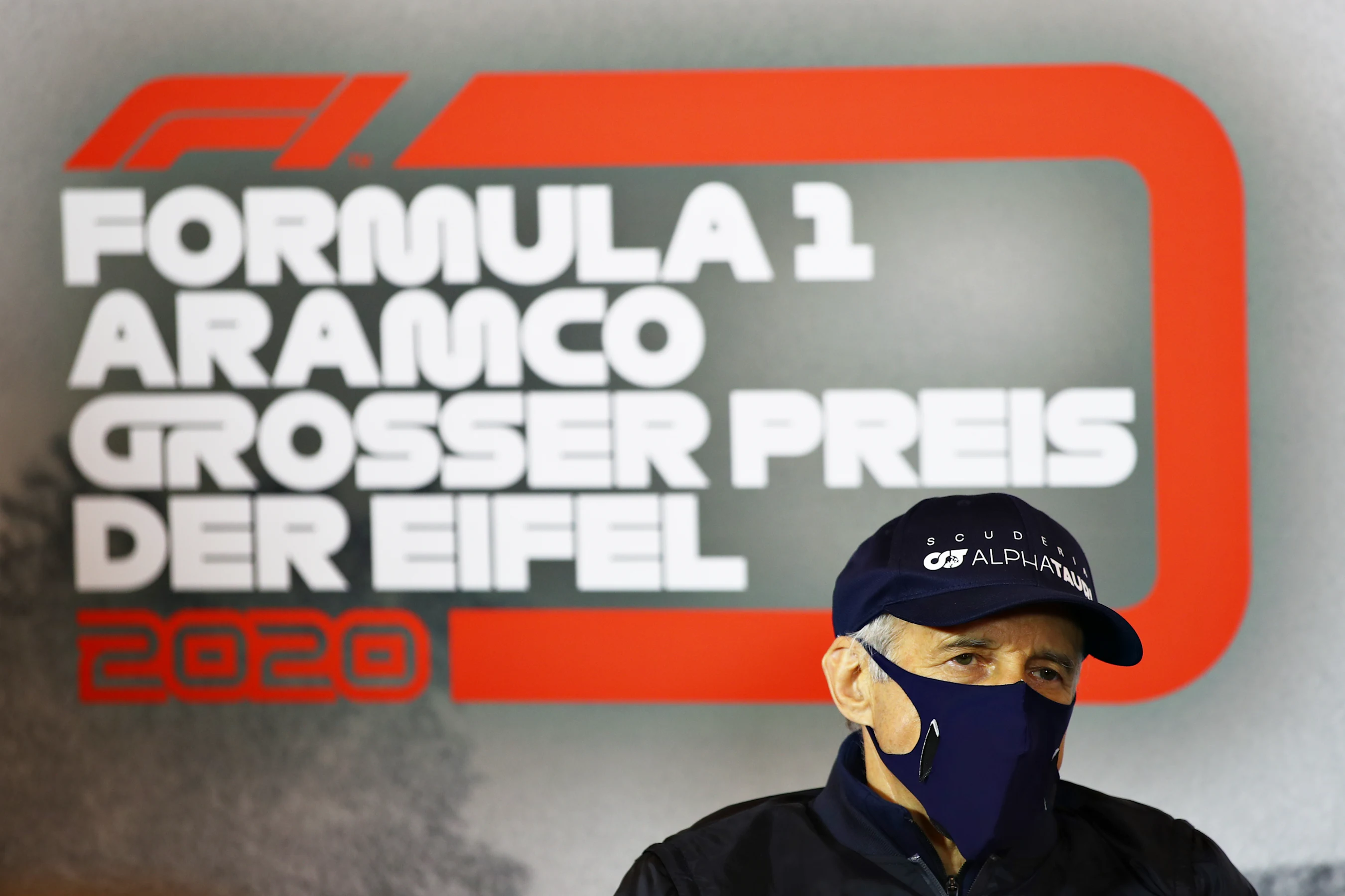 NUERBURG, GERMANY - OCTOBER 09: Scuderia AlphaTauri Team Principal Franz Tost talks in the Team