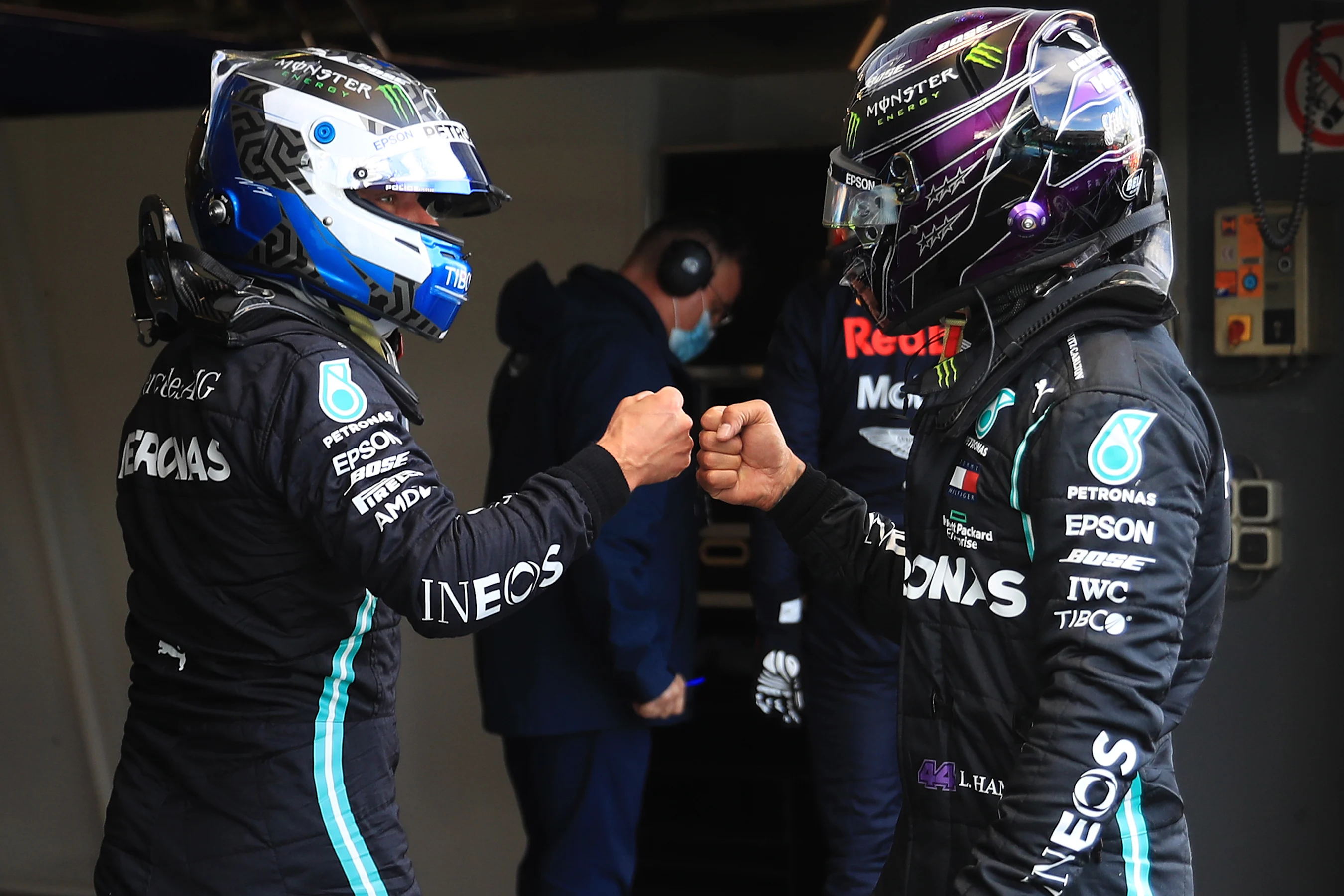 NUERBURG, GERMANY - OCTOBER 10: Second placed qualifier Lewis Hamilton of Great Britain and
