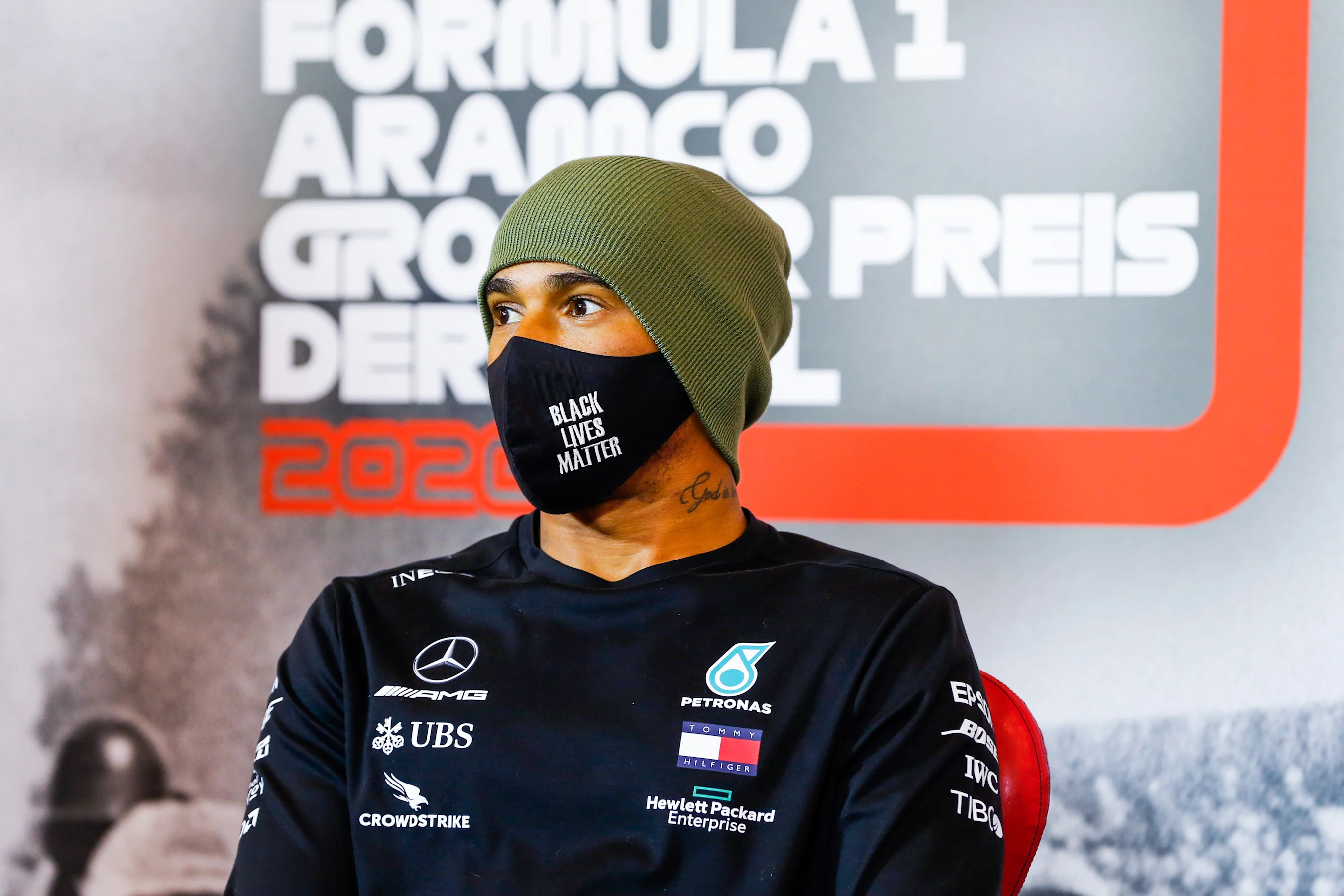 NUERBURG, GERMANY - OCTOBER 10: Second place qualifier Lewis Hamilton of Great Britain and Mercedes