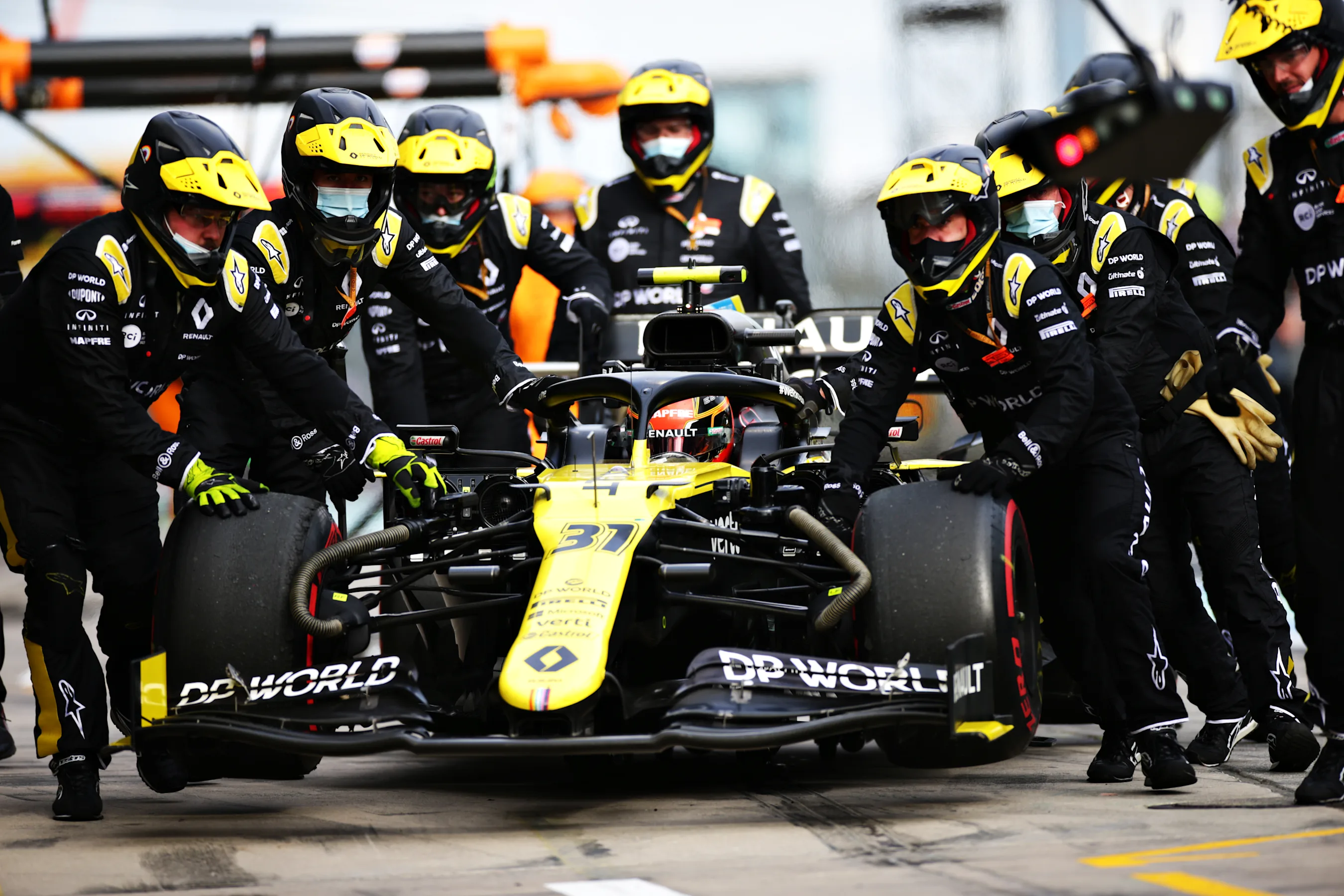 NUERBURG, GERMANY - OCTOBER 11: Esteban Ocon of France driving the (31) Renault Sport Formula One