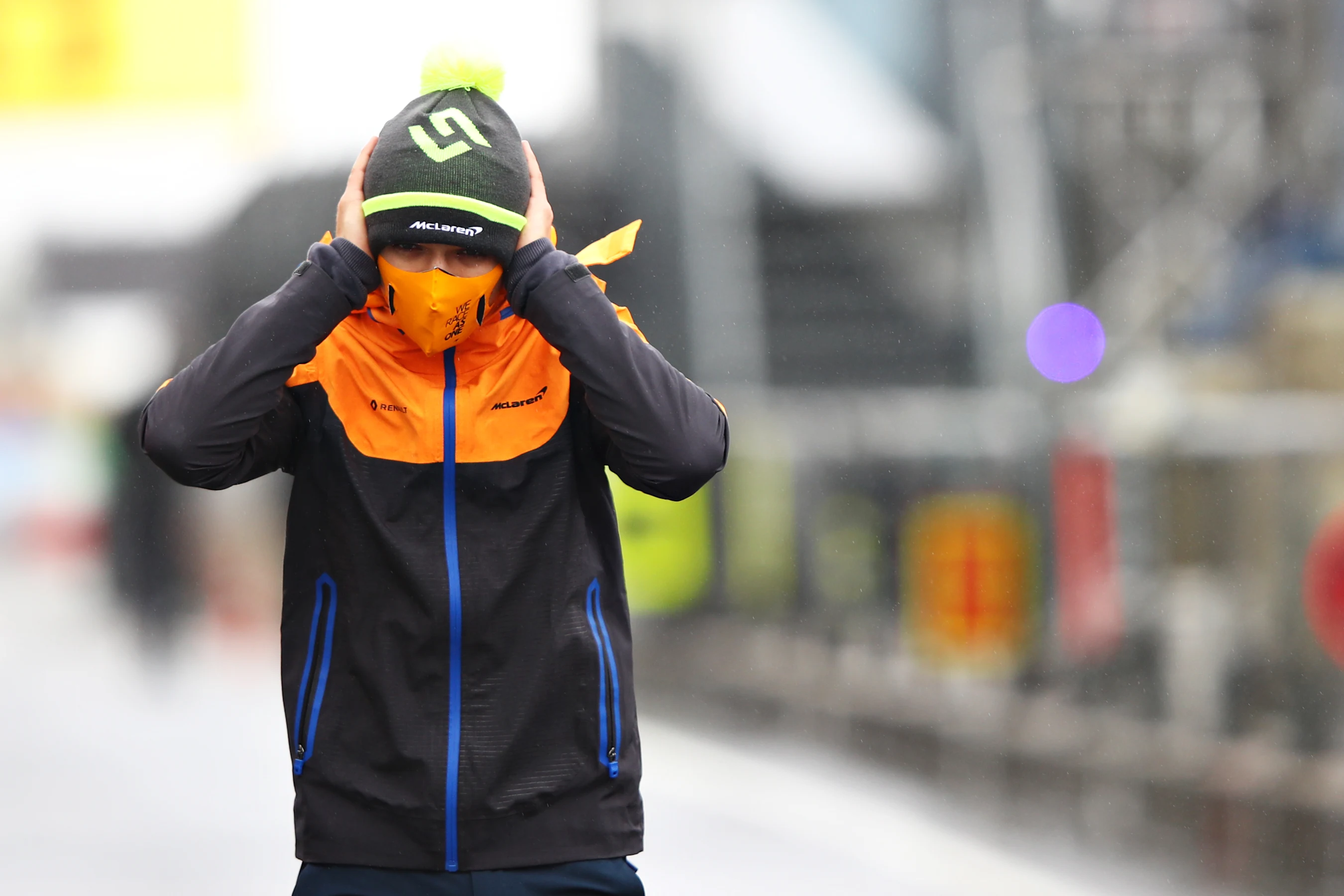 NUERBURG, GERMANY - OCTOBER 08: Lando Norris of Great Britain and McLaren F1 walks the track during
