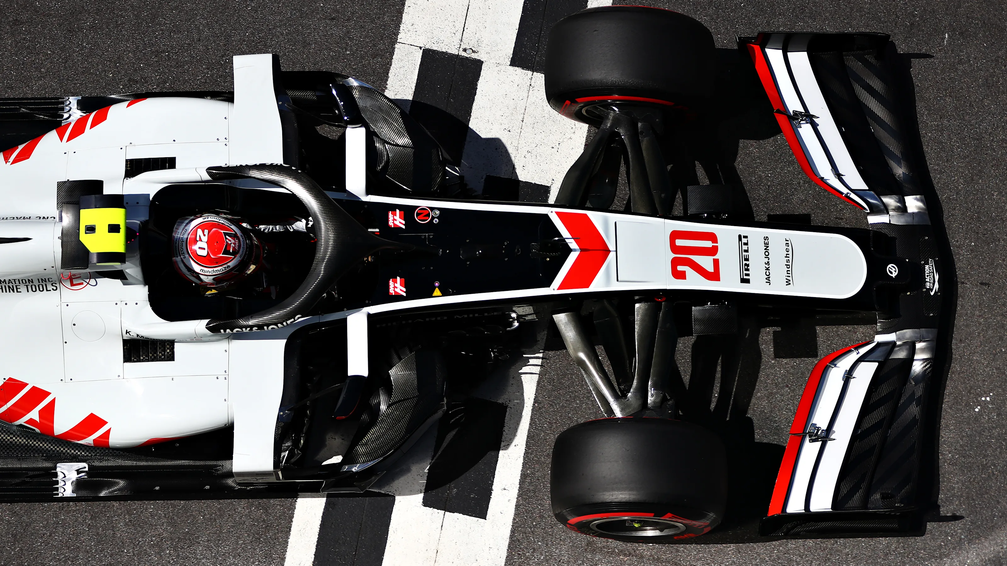 NORTHAMPTON, ENGLAND - AUGUST 01: Kevin Magnussen of Denmark driving the (20) Haas F1 Team VF-20