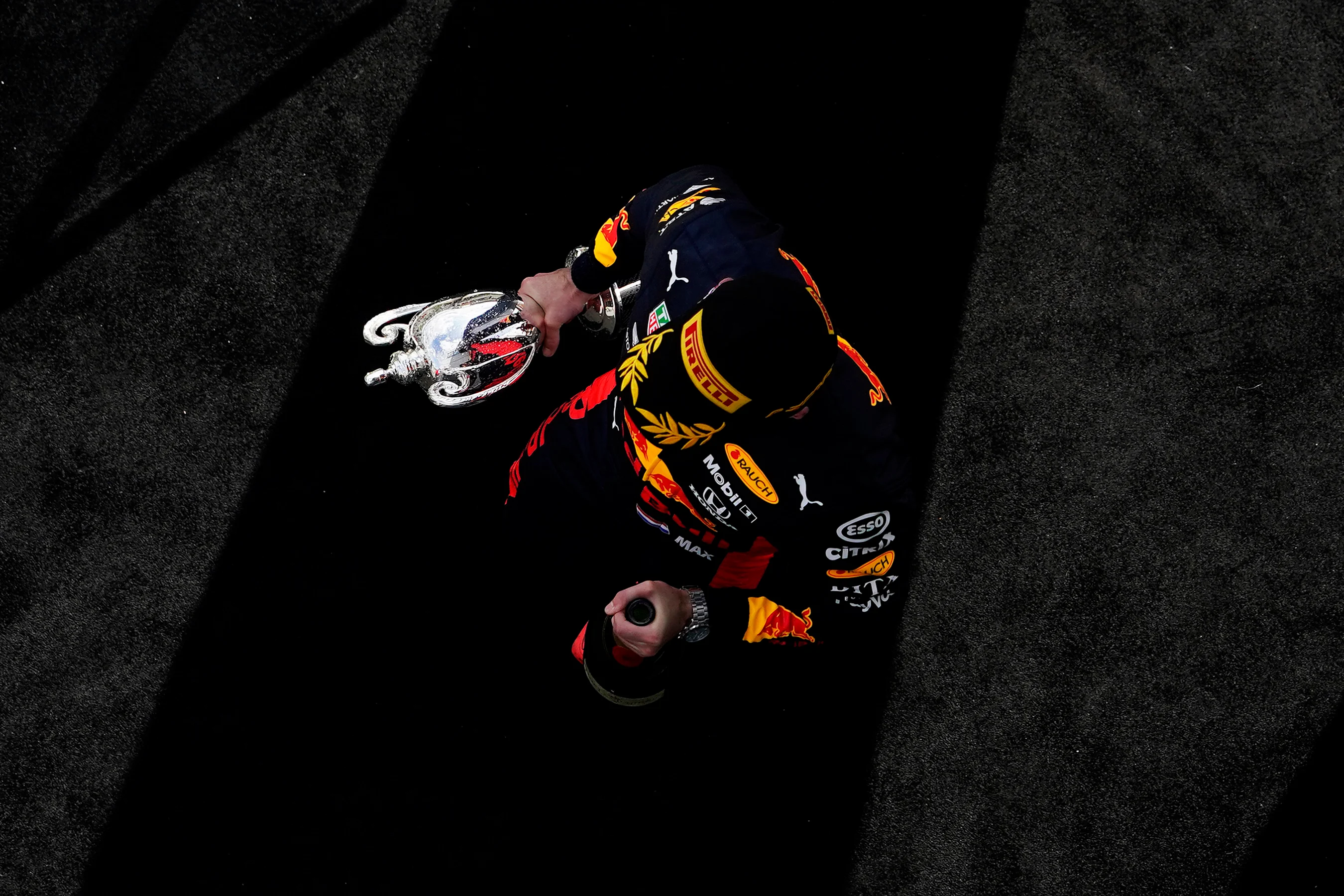 NORTHAMPTON, ENGLAND - AUGUST 02: Runner-up Max Verstappen of Netherlands and Red Bull Racing